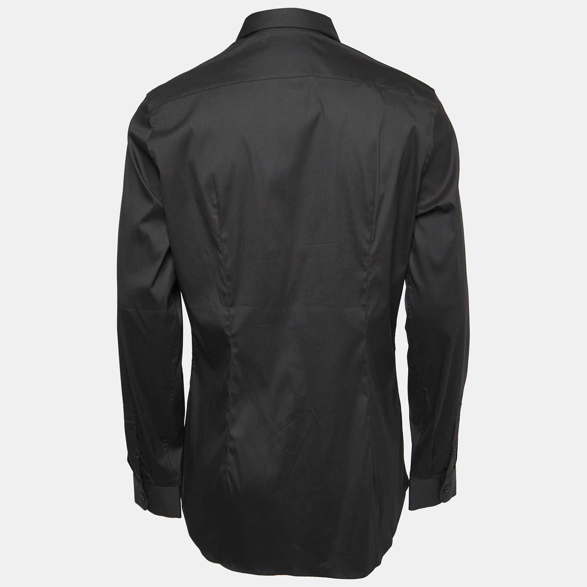 

Prada Black Grey Cotton Button Front Full Sleeve Shirt