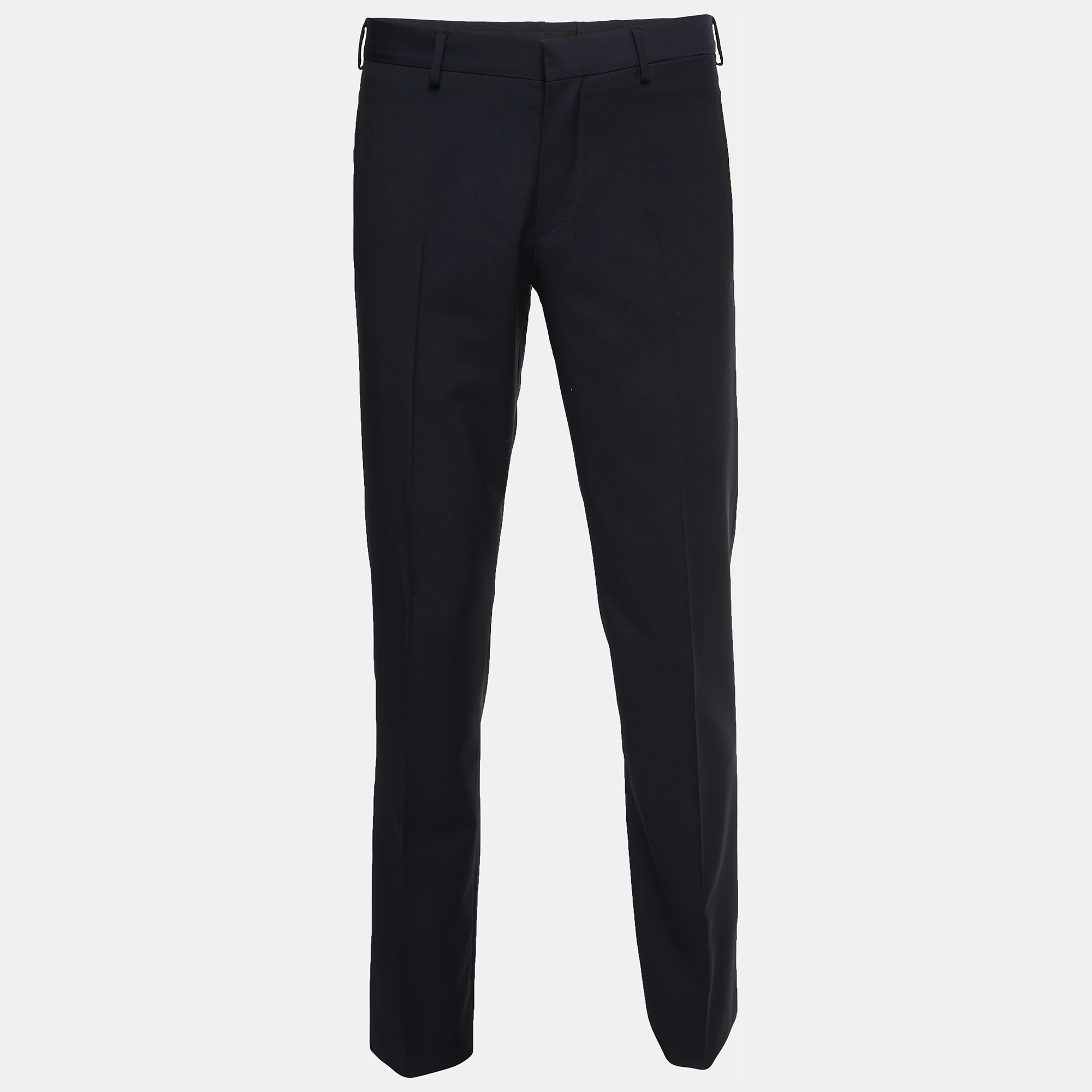 Pre-owned Prada Navy Blue Wool Tailored Trousers M