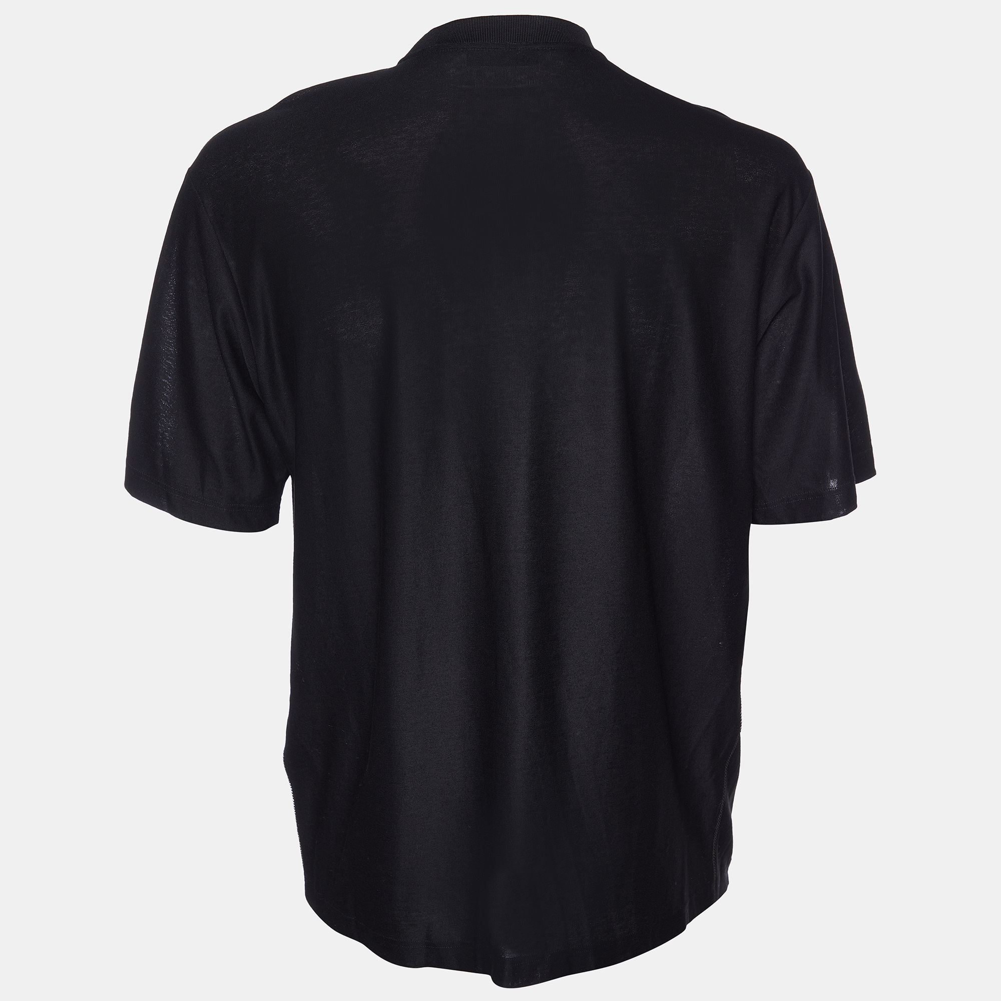

Prada Black Cotton Knit Velour Pattern T-Shirt