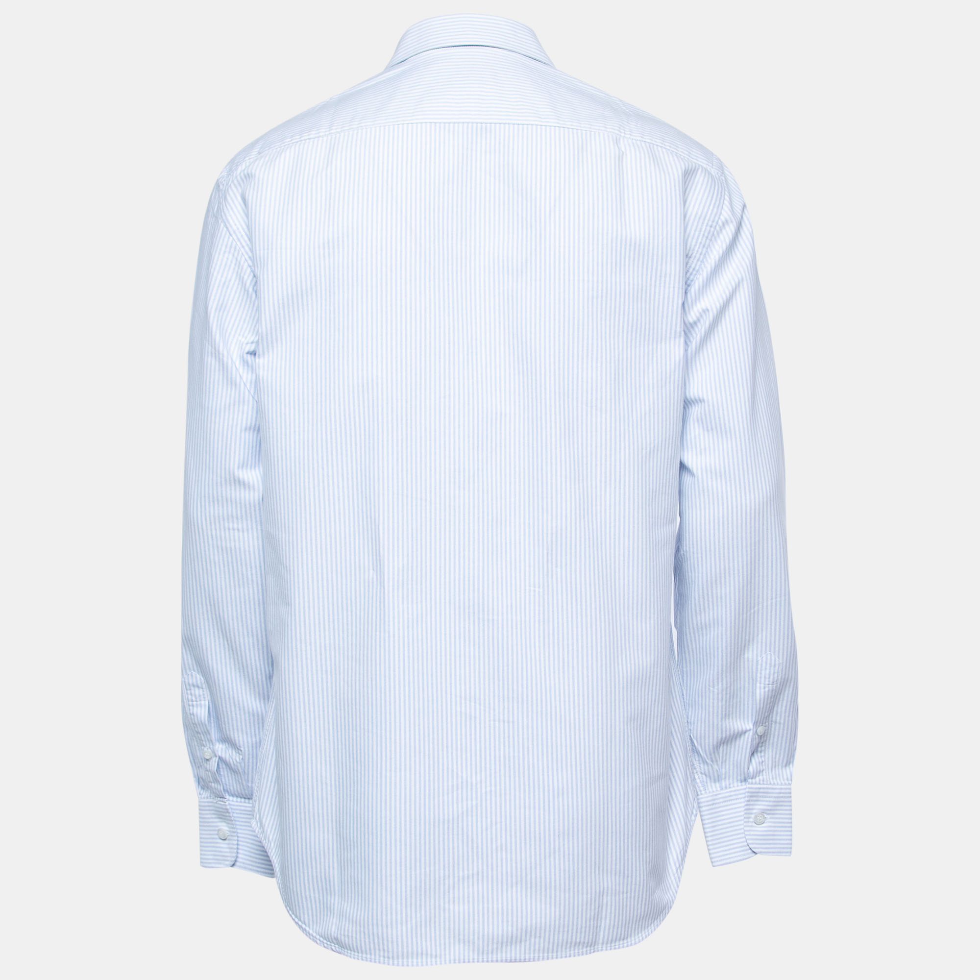 

Prada Blue Striped Cotton Button Down Full Sleeve Shirt