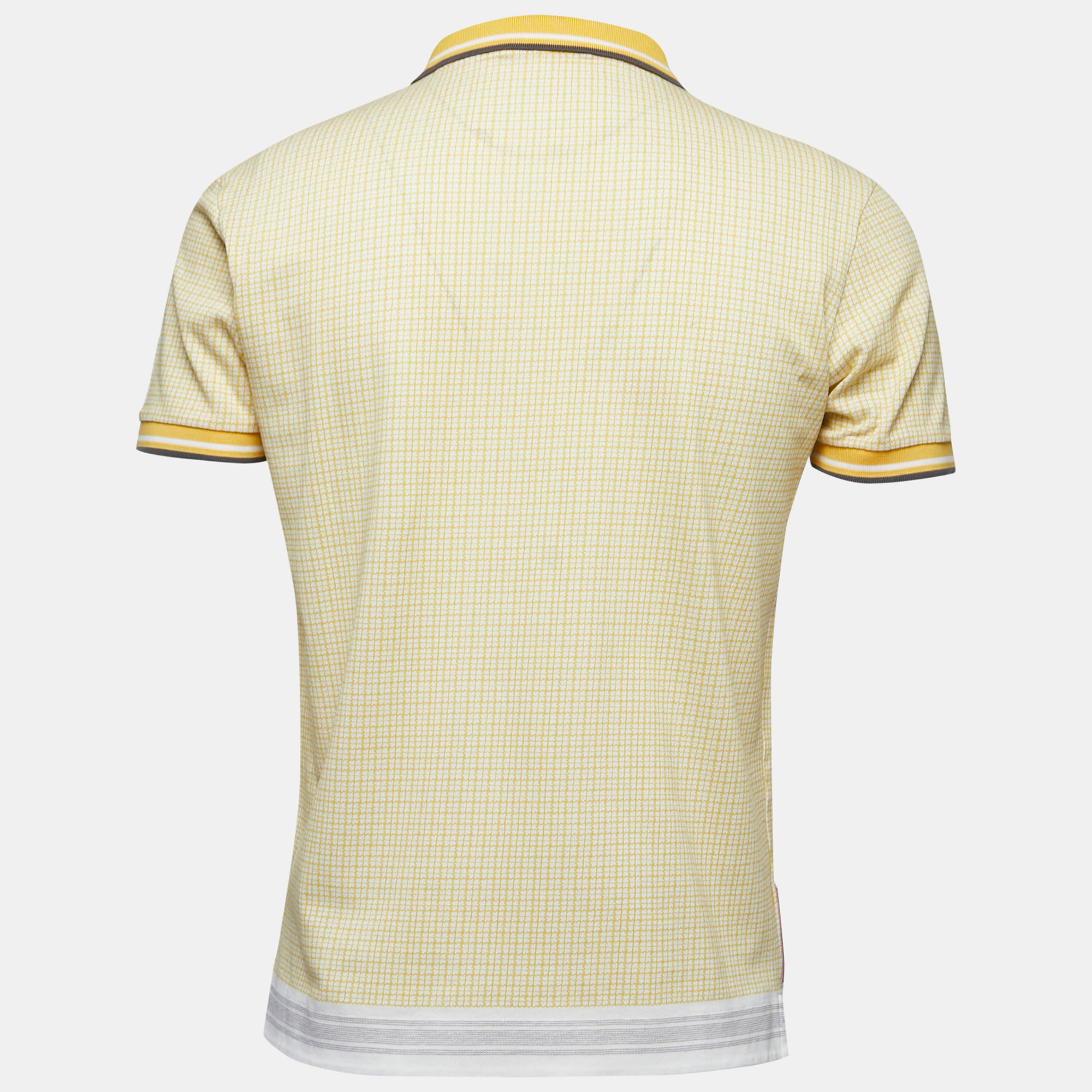 

Prada Yellow Patterned Cotton Pique Polo T-Shirt