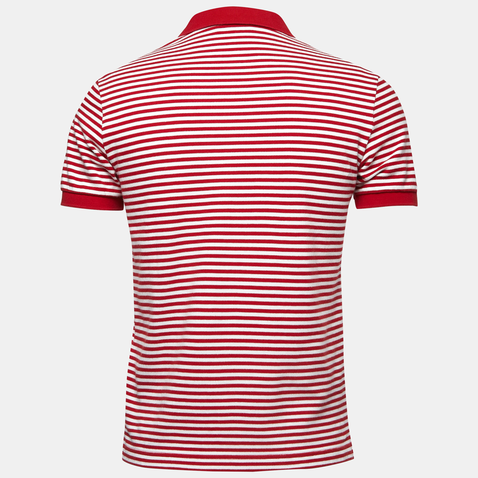 

Prada Red Striped Cotton Pique Polo T-Shirt