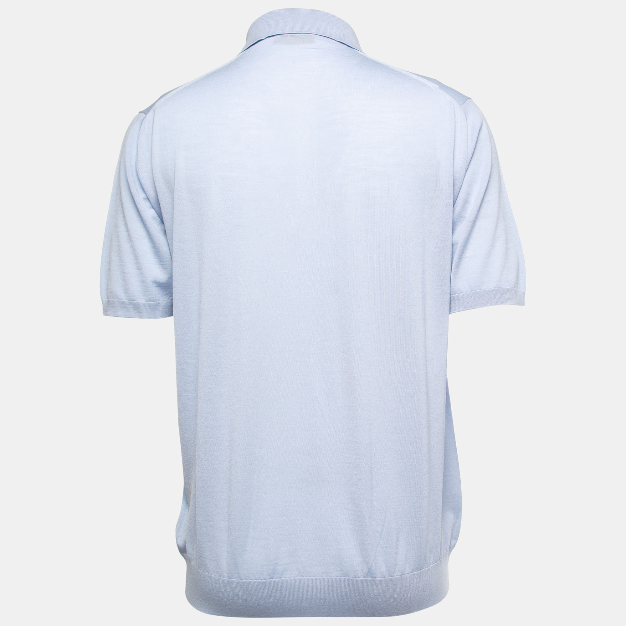 

Prada Light Blue Wool Knit Polo T-Shirt 2XL