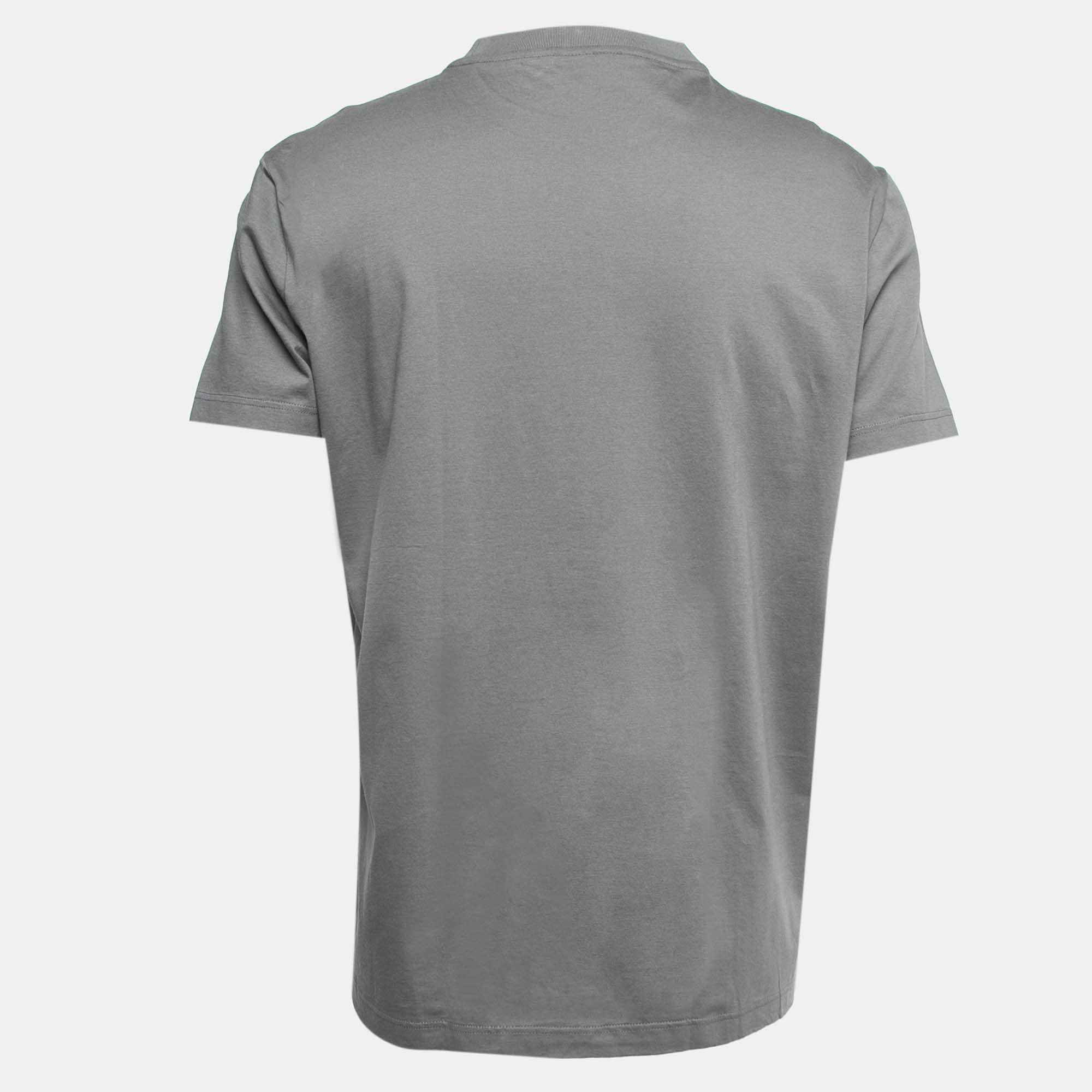 

Prada Grey Cotton Pocket Logo Detail Crew Neck Half Sleeve T-Shirt 3XL