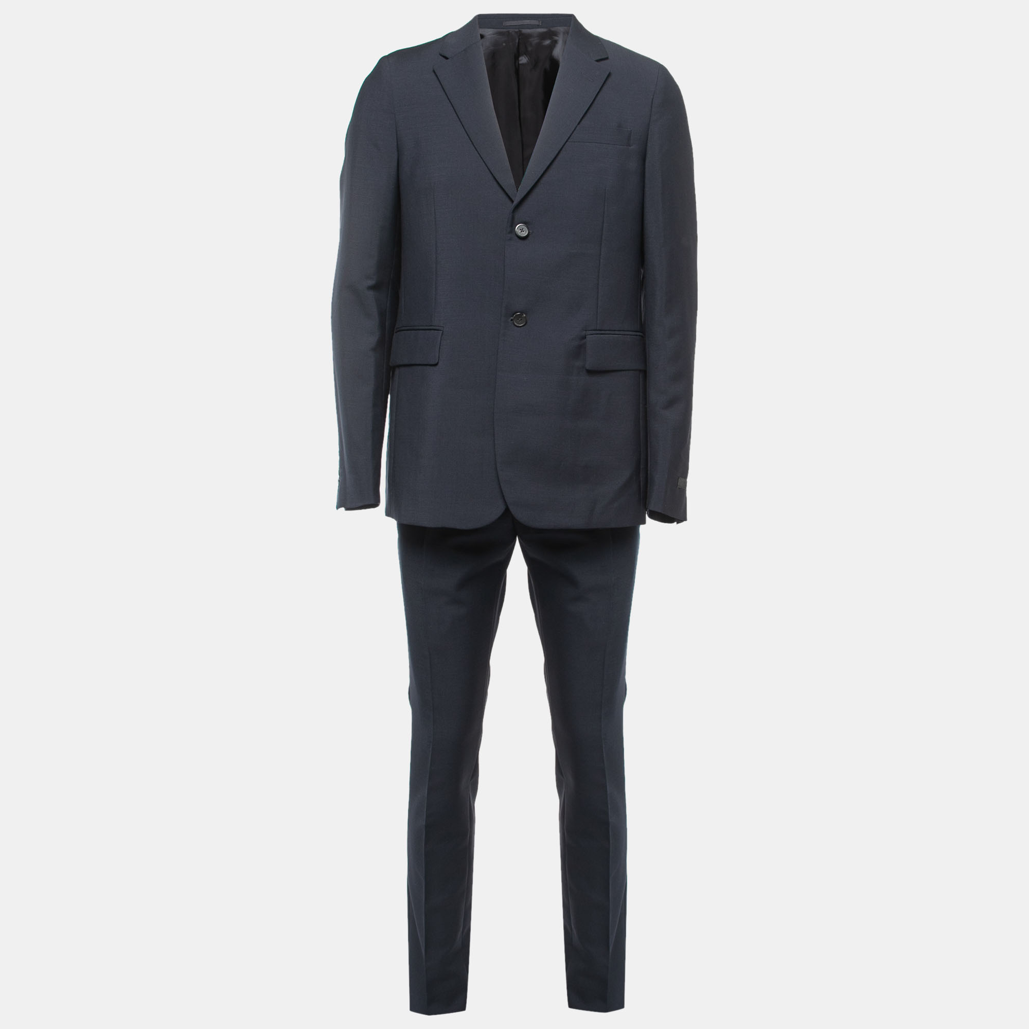 Pre-owned Prada Navy Blue Wool Suit L