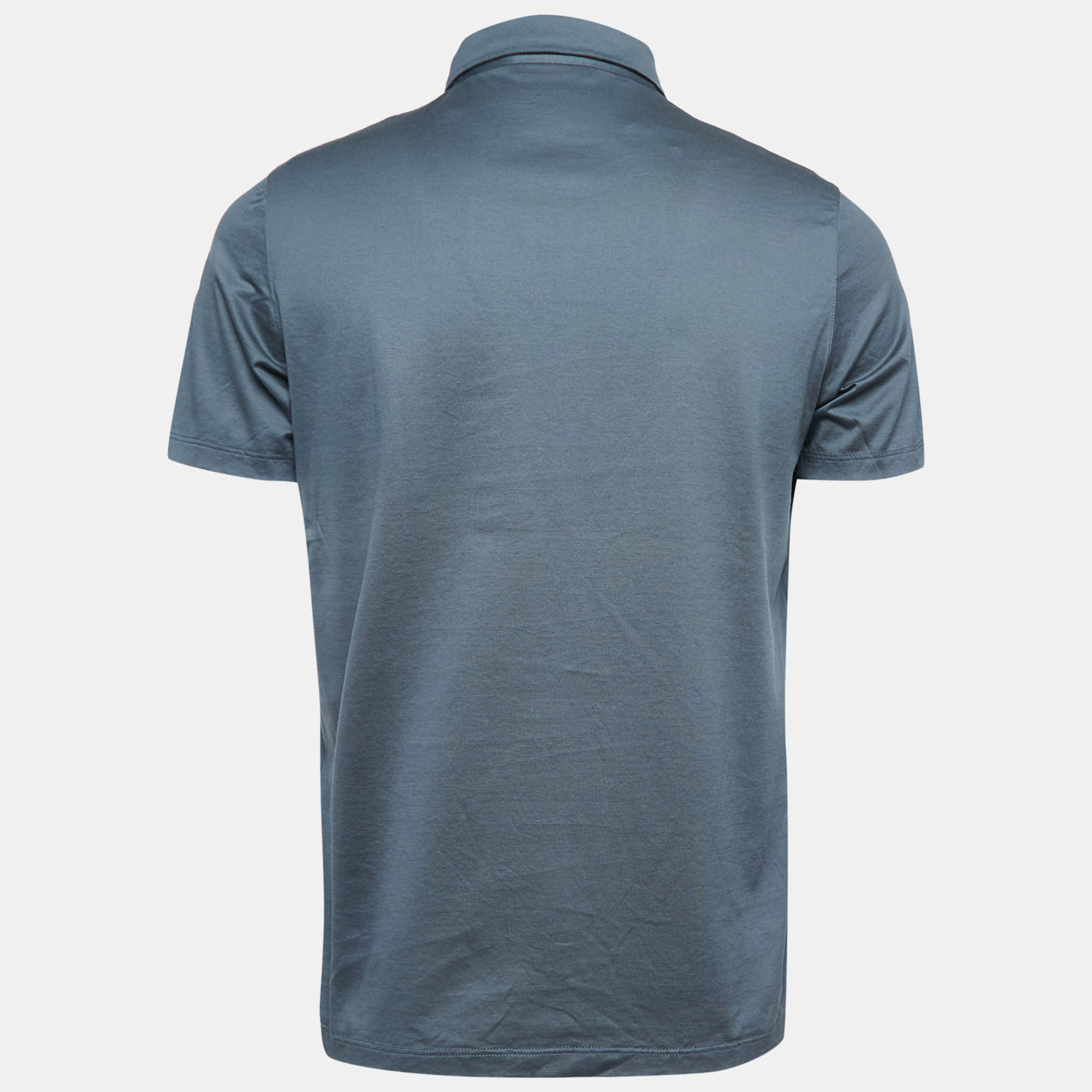 

Prada Grey Cotton Logo Pocket Detailed Polo T-Shirt