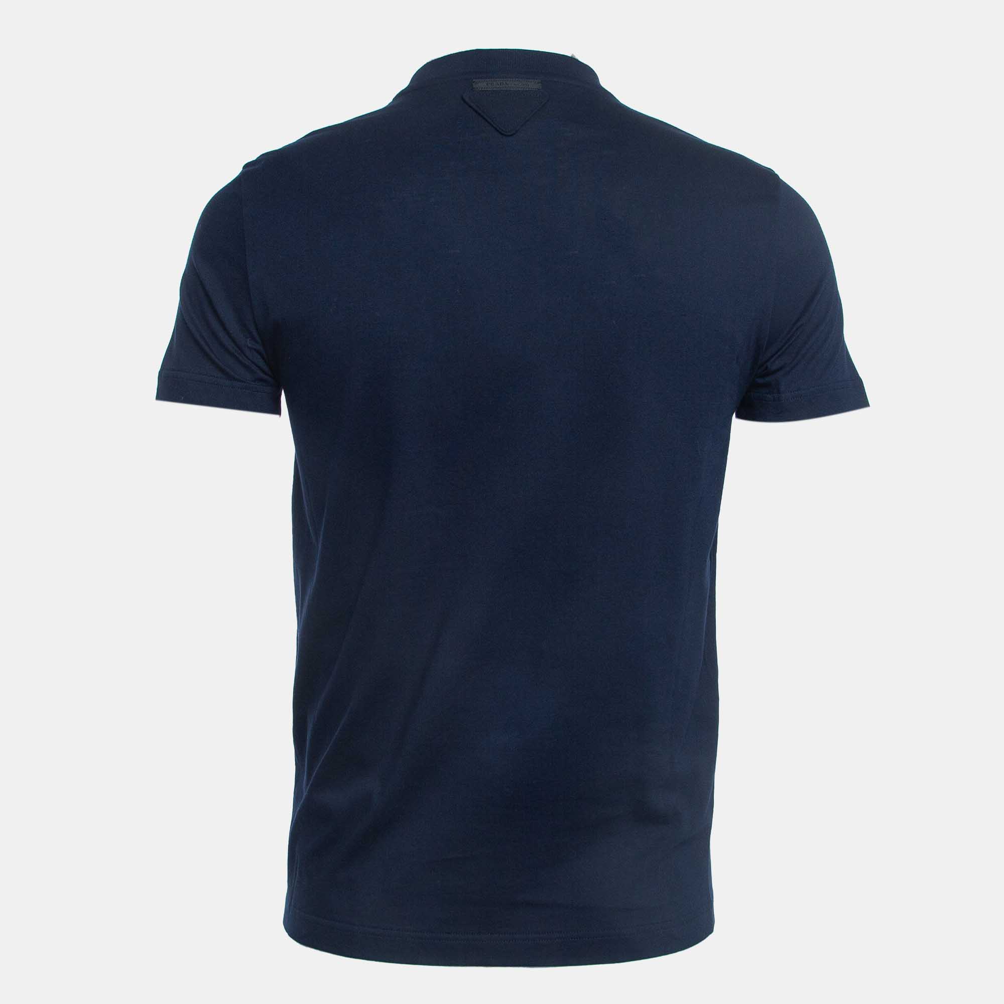 

Prada Navy Blue Cotton Half Sleeve T-Shirt