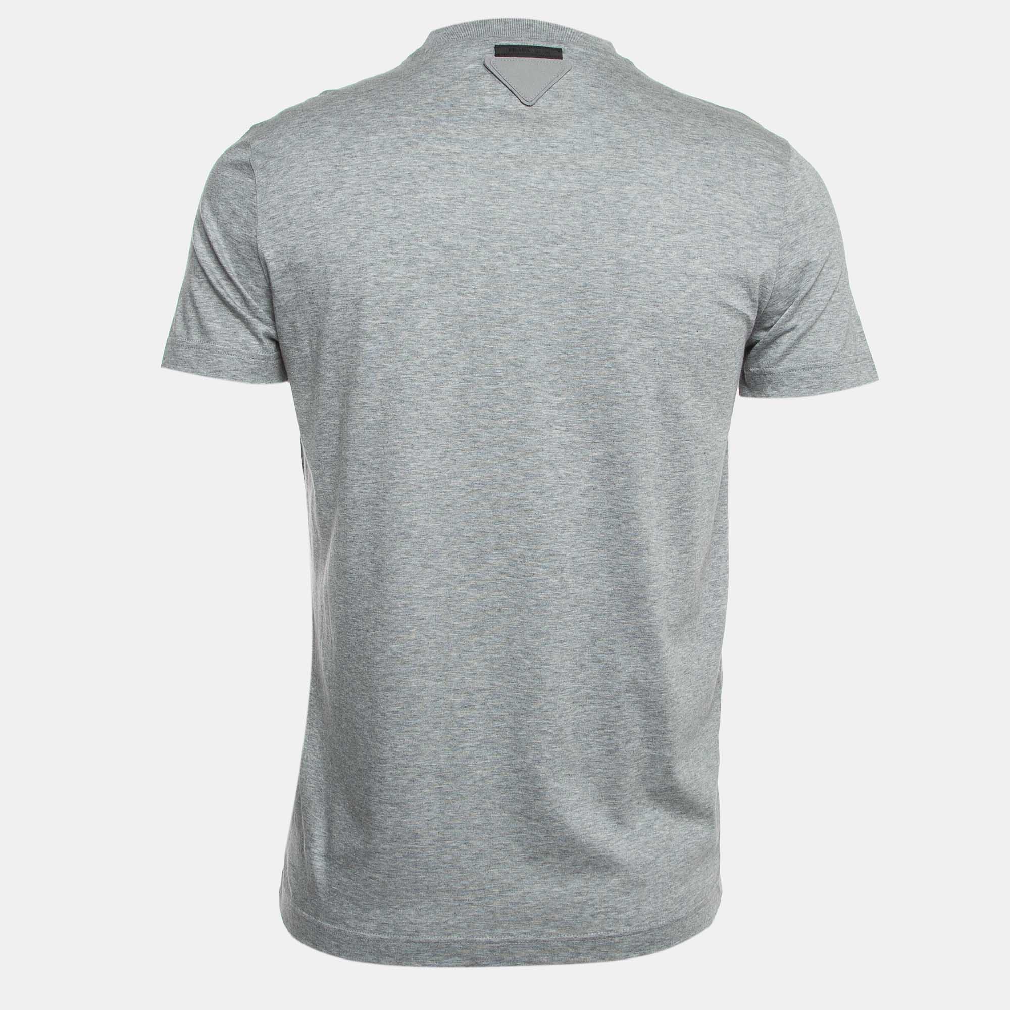 

Prada Grey Cotton Crew Neck T-Shirt