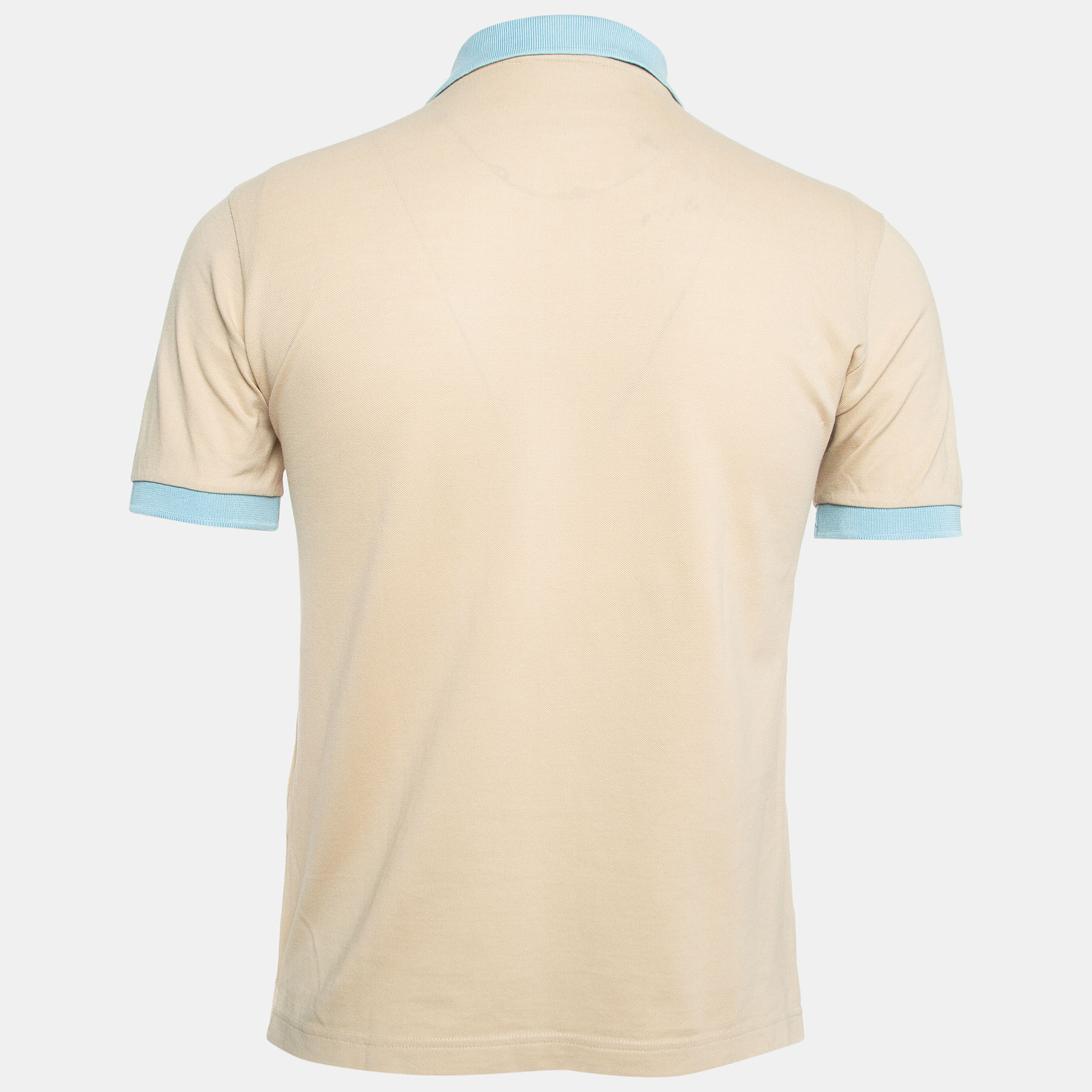

Prada Beige/Blue Cotton Pique Polo T-Shirt