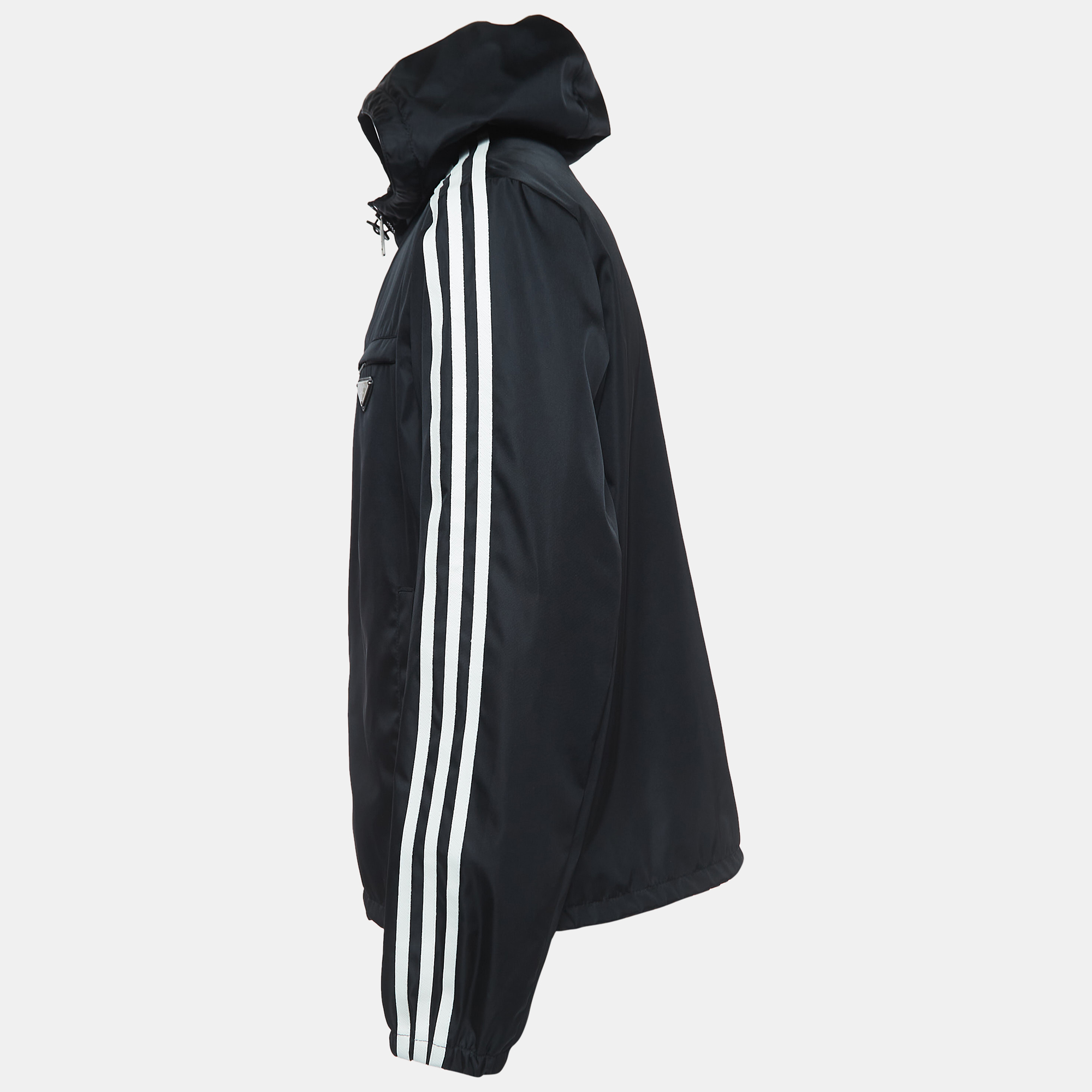 

Prada X Adidas Black Re-Nylon Zip Front Hooded Jacket