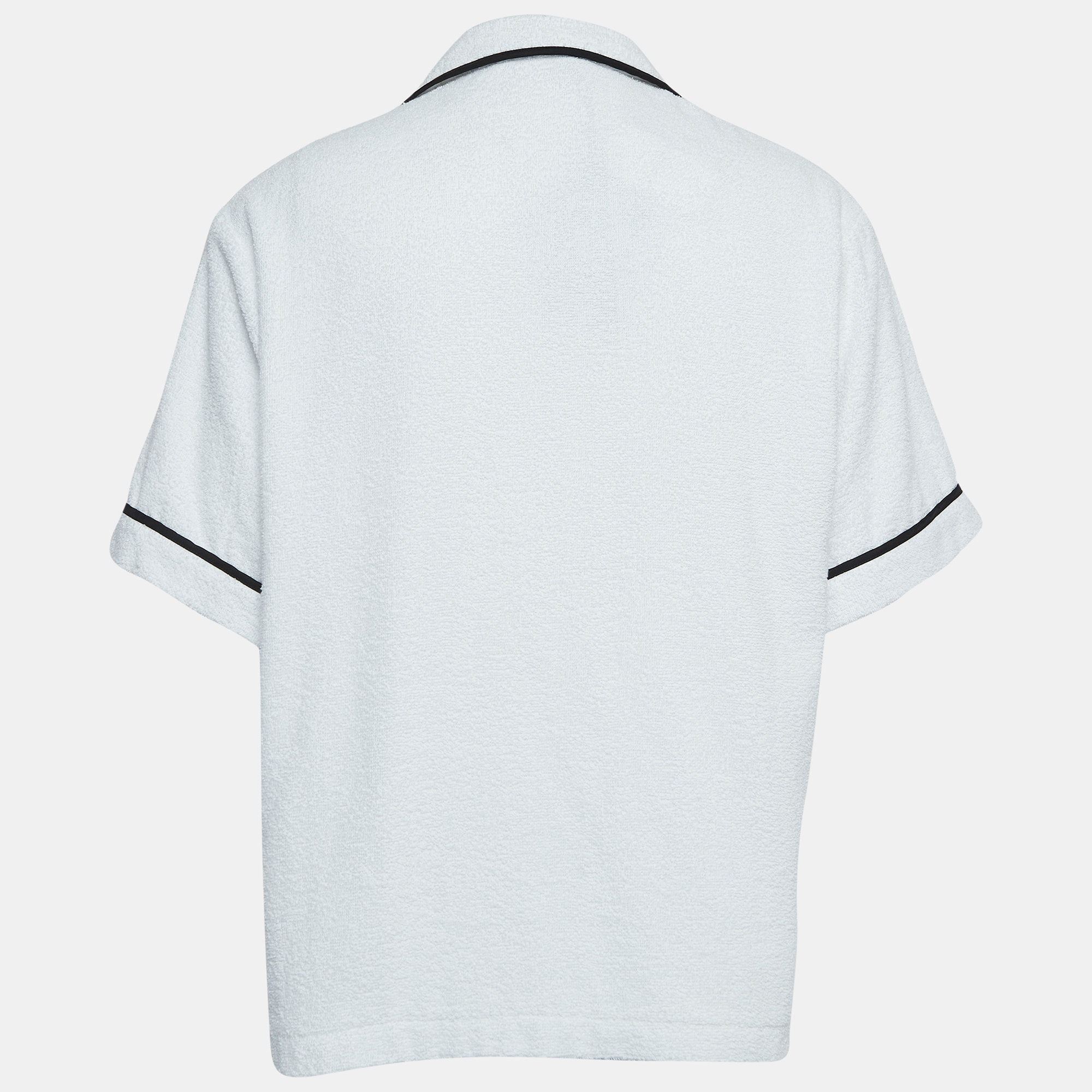 

Prada White Terry Cotton Logo Plaque Short Sleeve Shirt