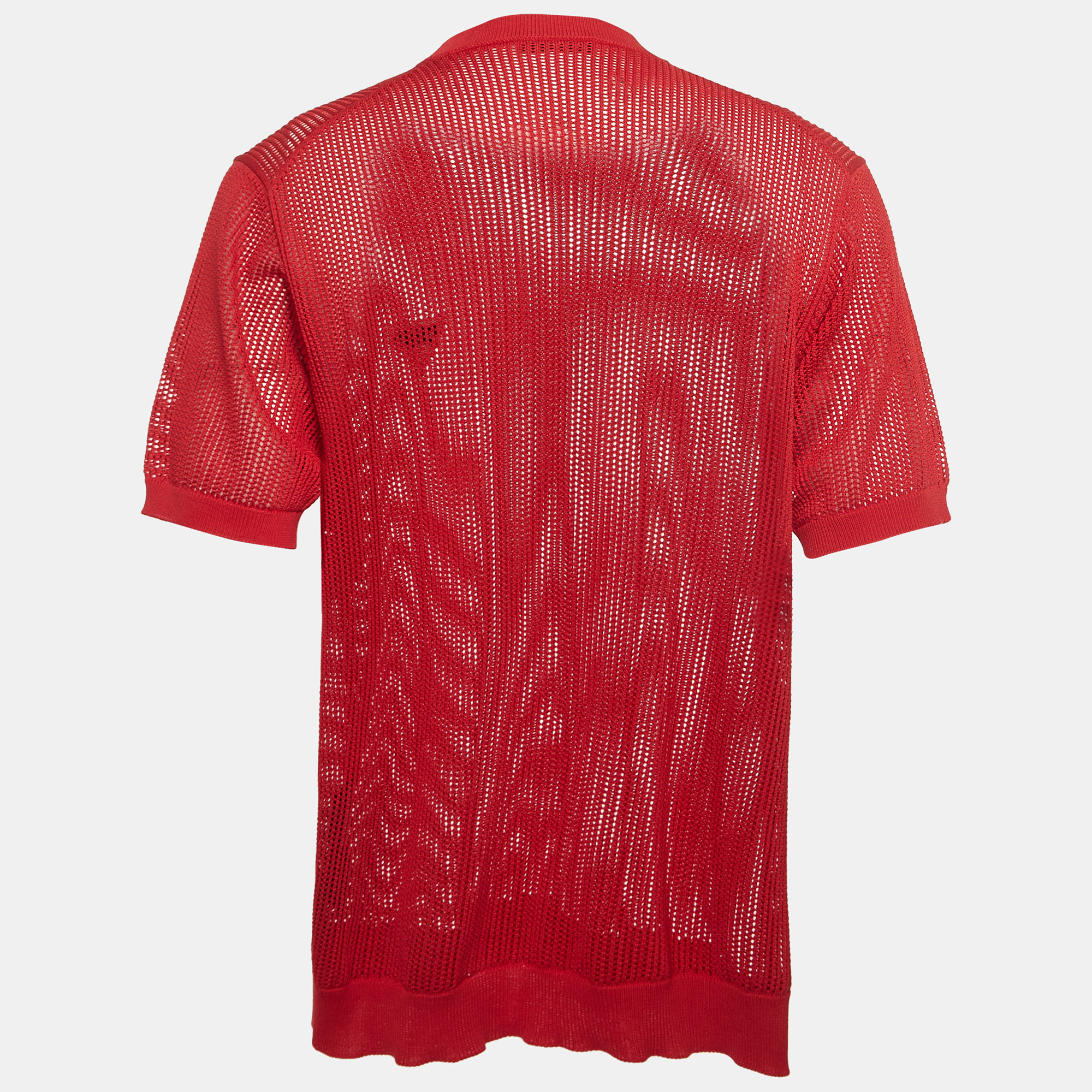 

Prada Red Mesh Knit T-Shirt