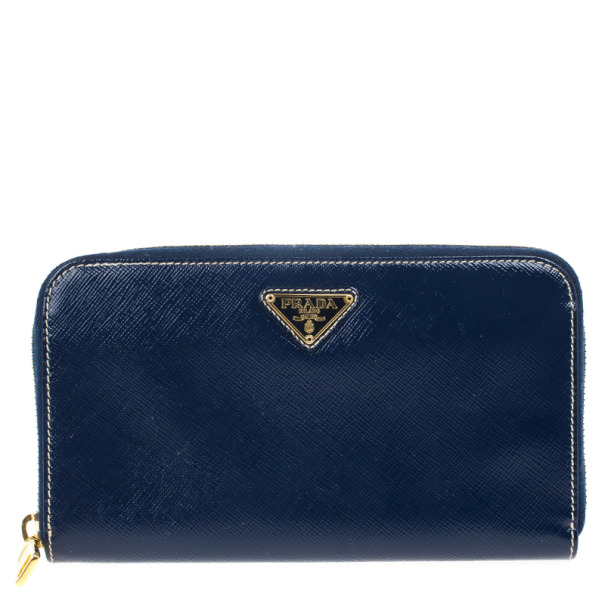 Prada Saffiano Triangle Leather Wallet 