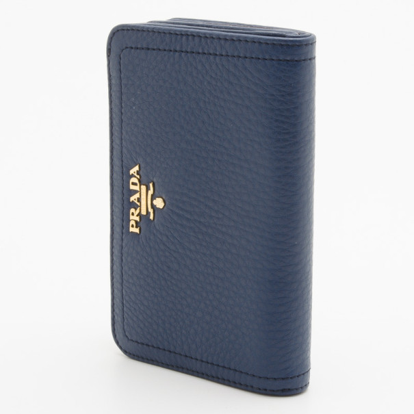 Pre Owned Prada Navy Vitello Daino Continental Wallet
