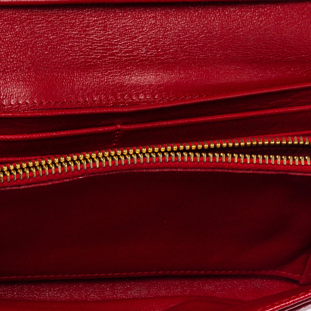 

Prada Red Patent Saffiano Leather Long Flap Wallet