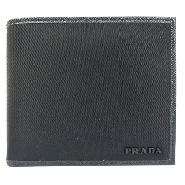 Pre Owned محفظة برادا نايلون أسود طي ثنائي
