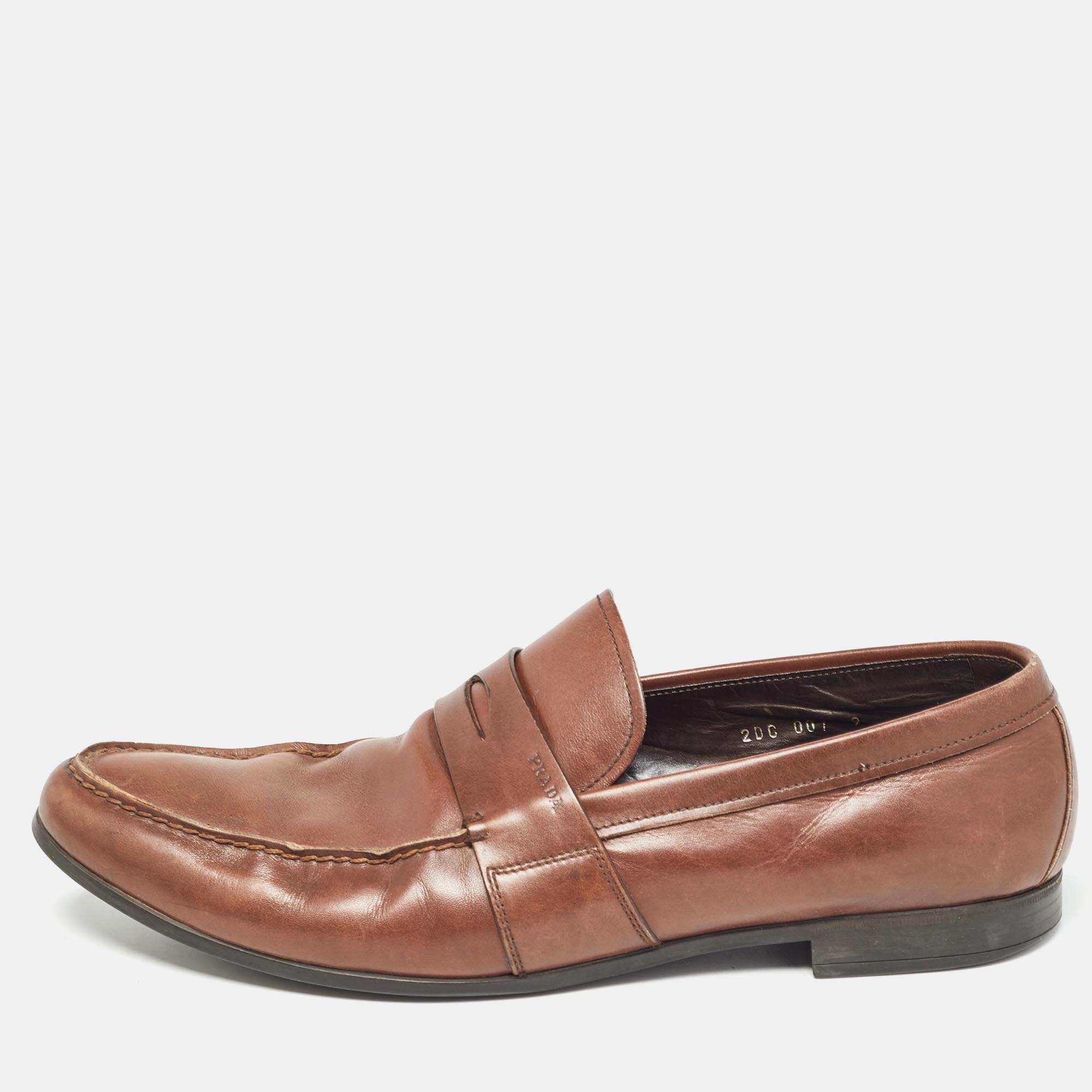 

Prada Brown Leather Penny Slip On Loafers Size 43
