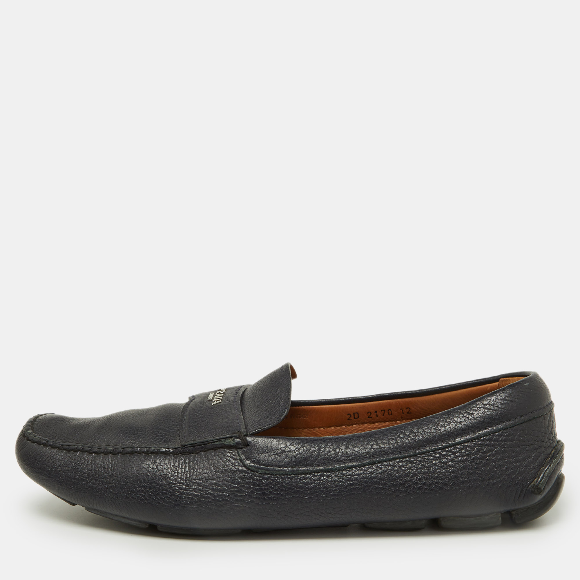 

Prada Blue Leather Slip On Loafers Size 46