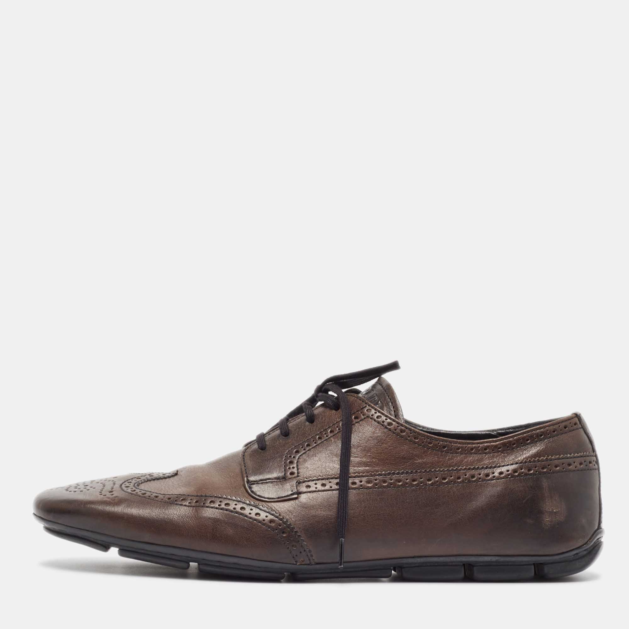 

Prada Brown Brogue Leather Lace Up Oxfords Size 44