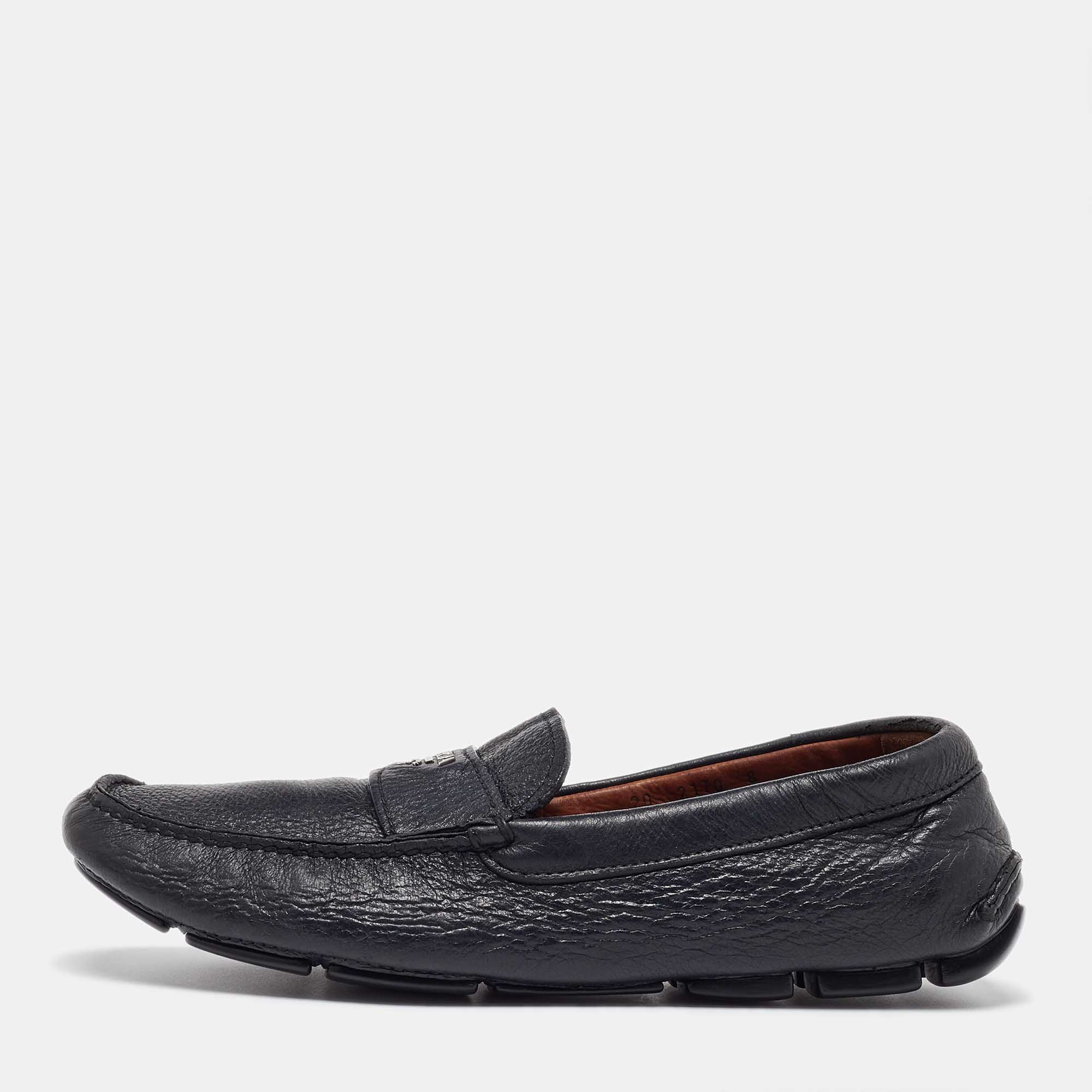 

Prada Black Leather Slip On Loafers Size 42