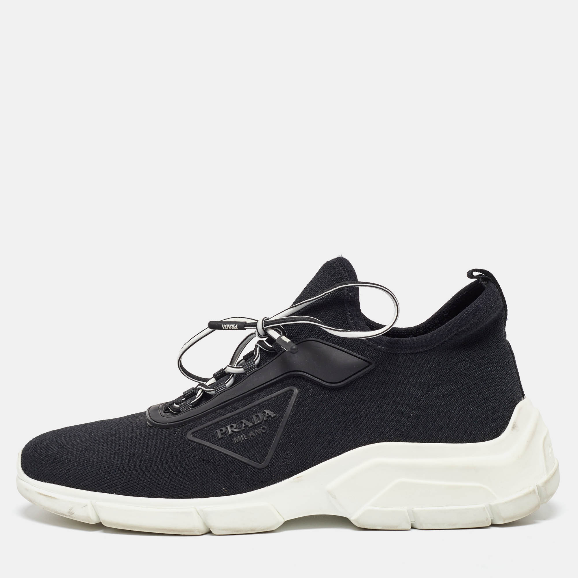 

Prada Black Knit Fabric Lace Up Sneakers Size