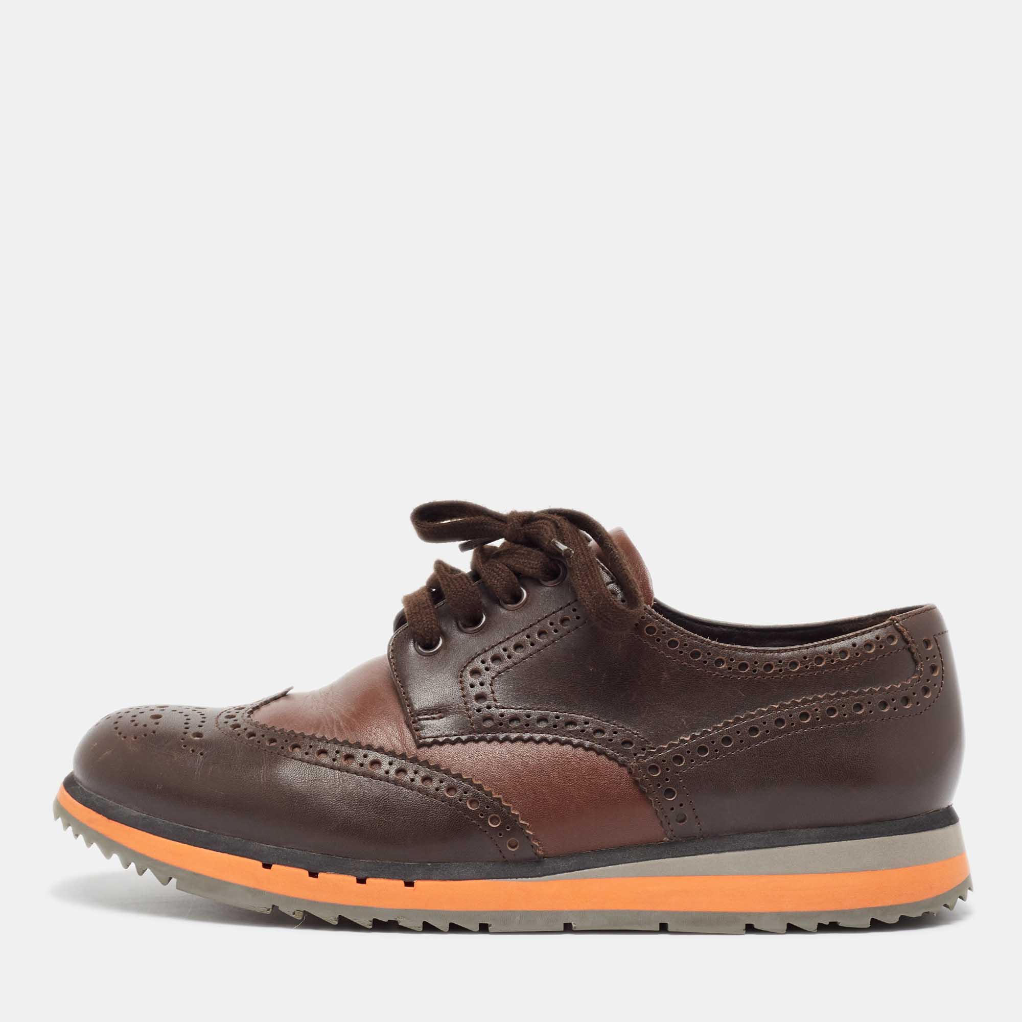 

Prada Brown Leather Brogue Lace Up Derby Size 41