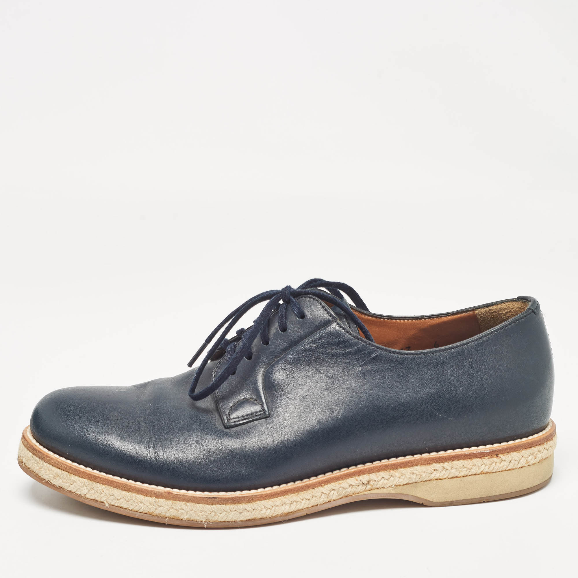 

Prada Blue Leather Lace Up Derby Size 40