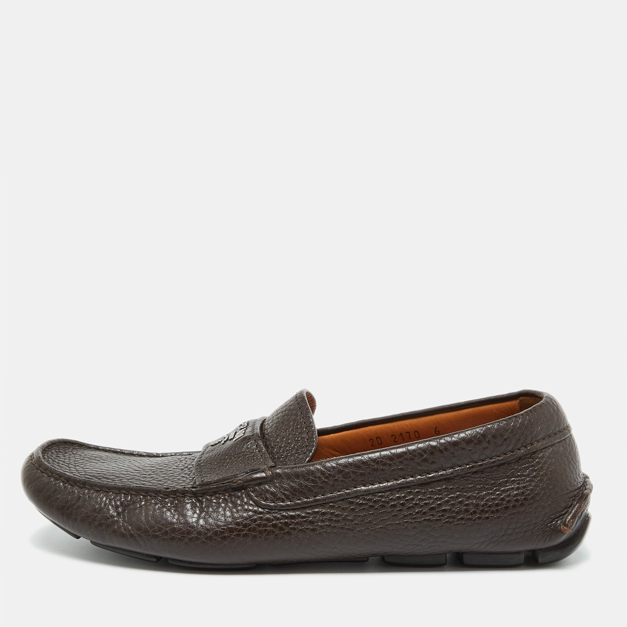 

Prada Brown Leather Slip On Loafers Size