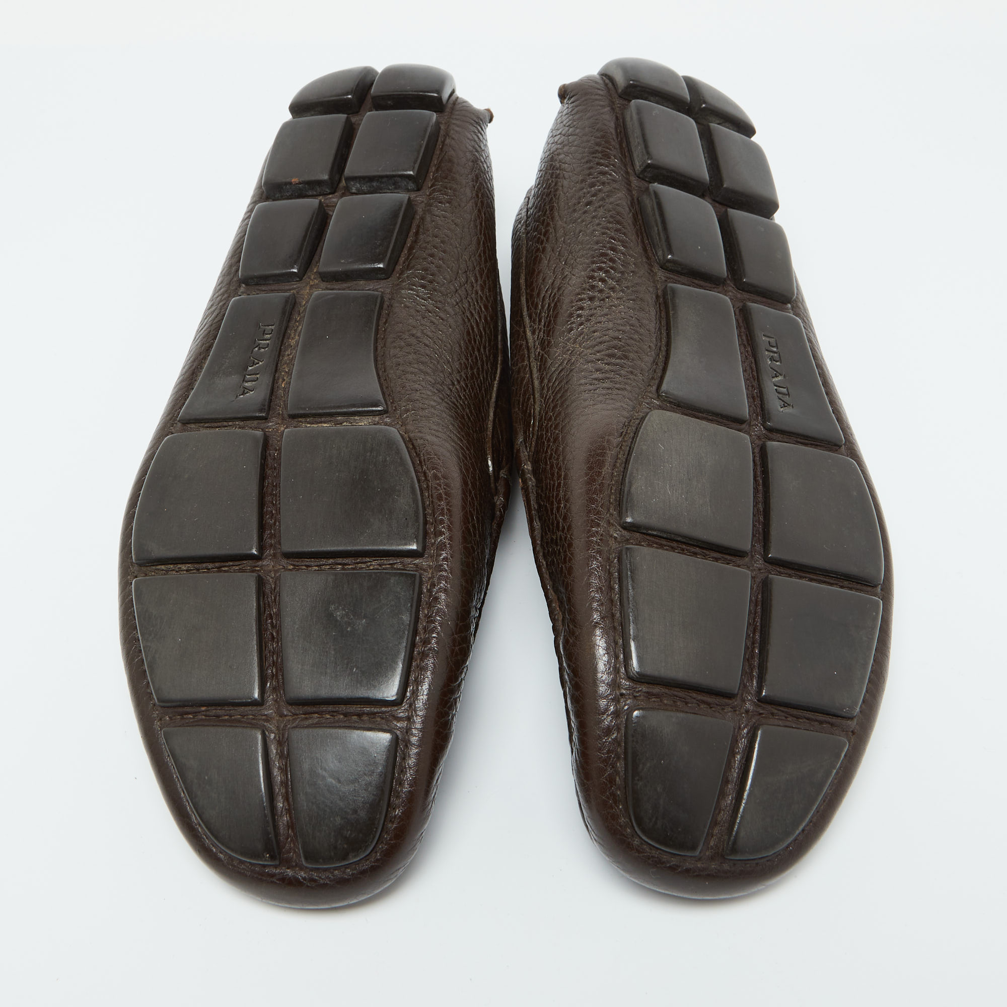 Prada Brown Leather Slip On Loafers Size 39.5 