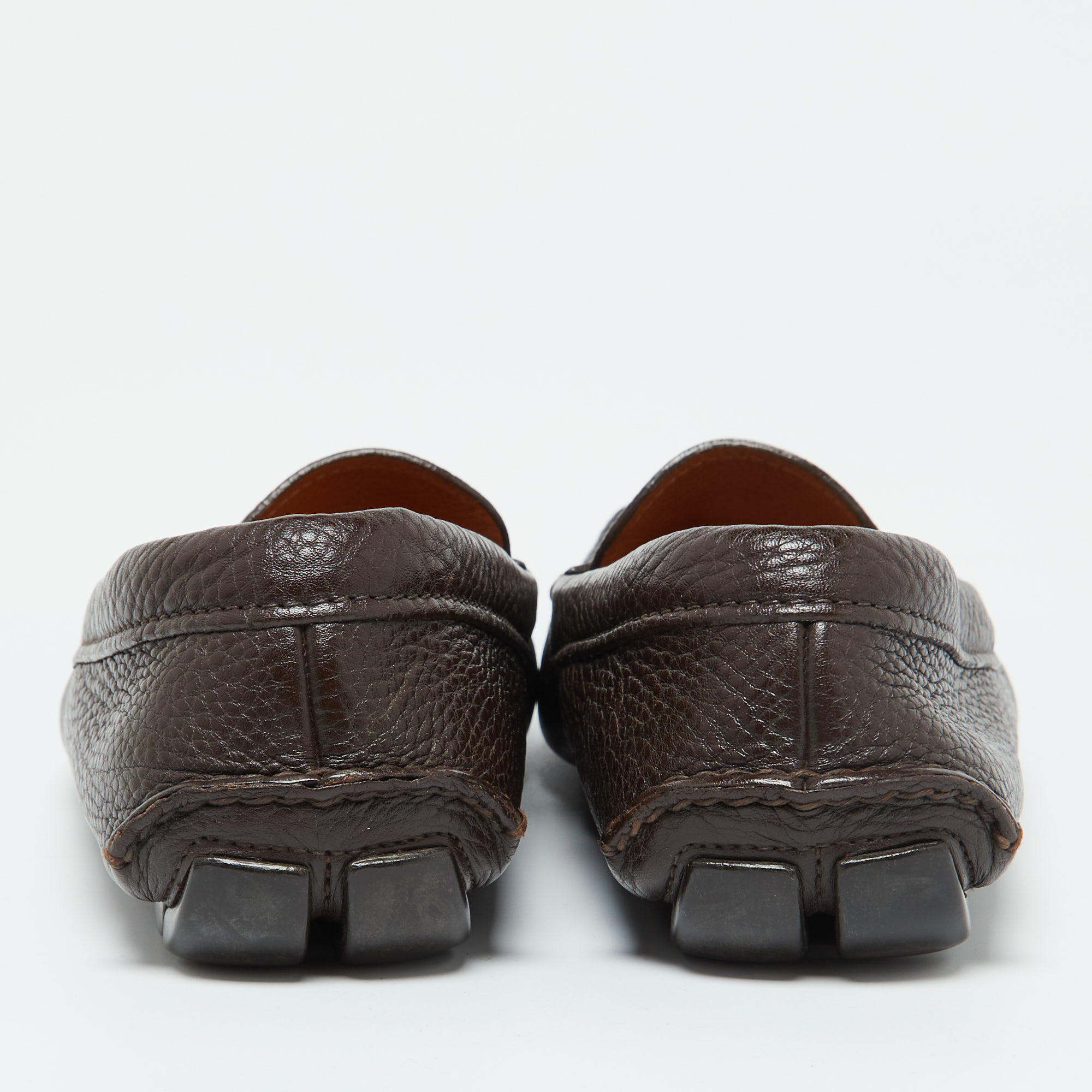 Prada Brown Leather Slip On Loafers Size 39.5 