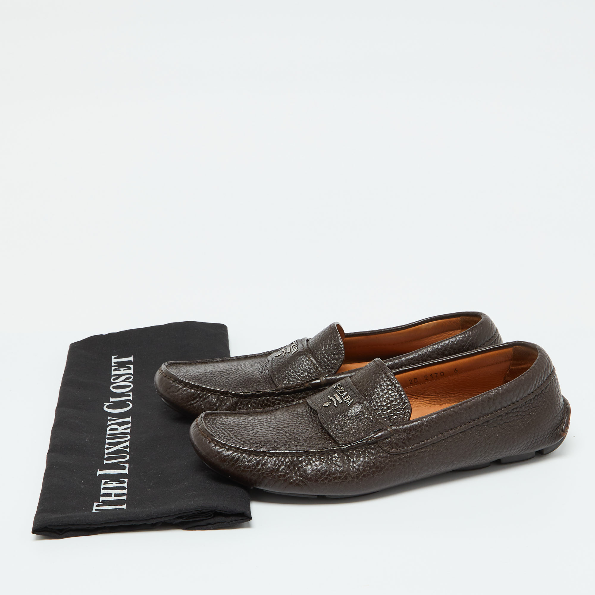 Prada Brown Leather Slip On Loafers Size 39.5 