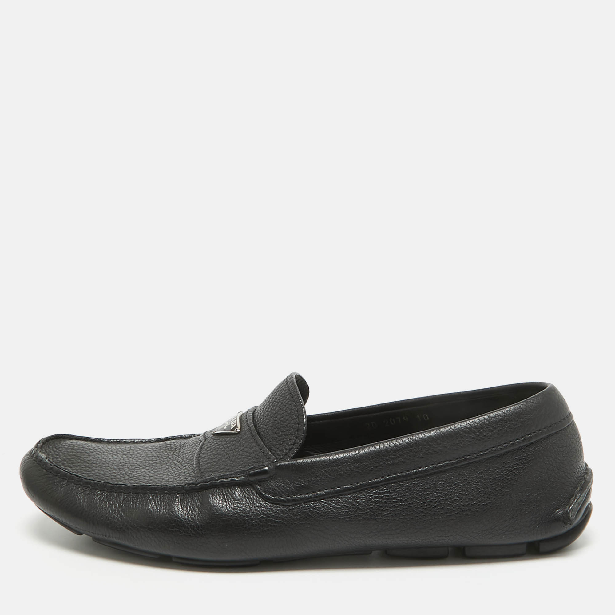 

Prada Black Leather Slip On Loafers Size 44