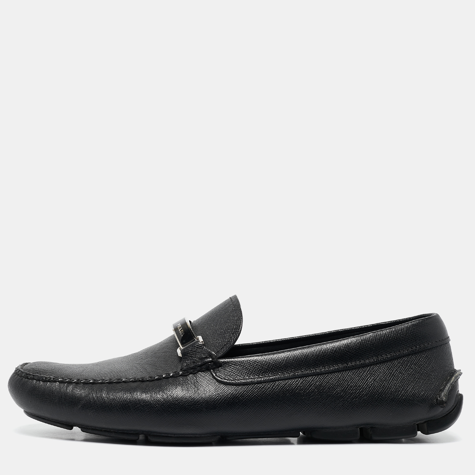 

Prada Black Leather Slip On Loafers Size 43