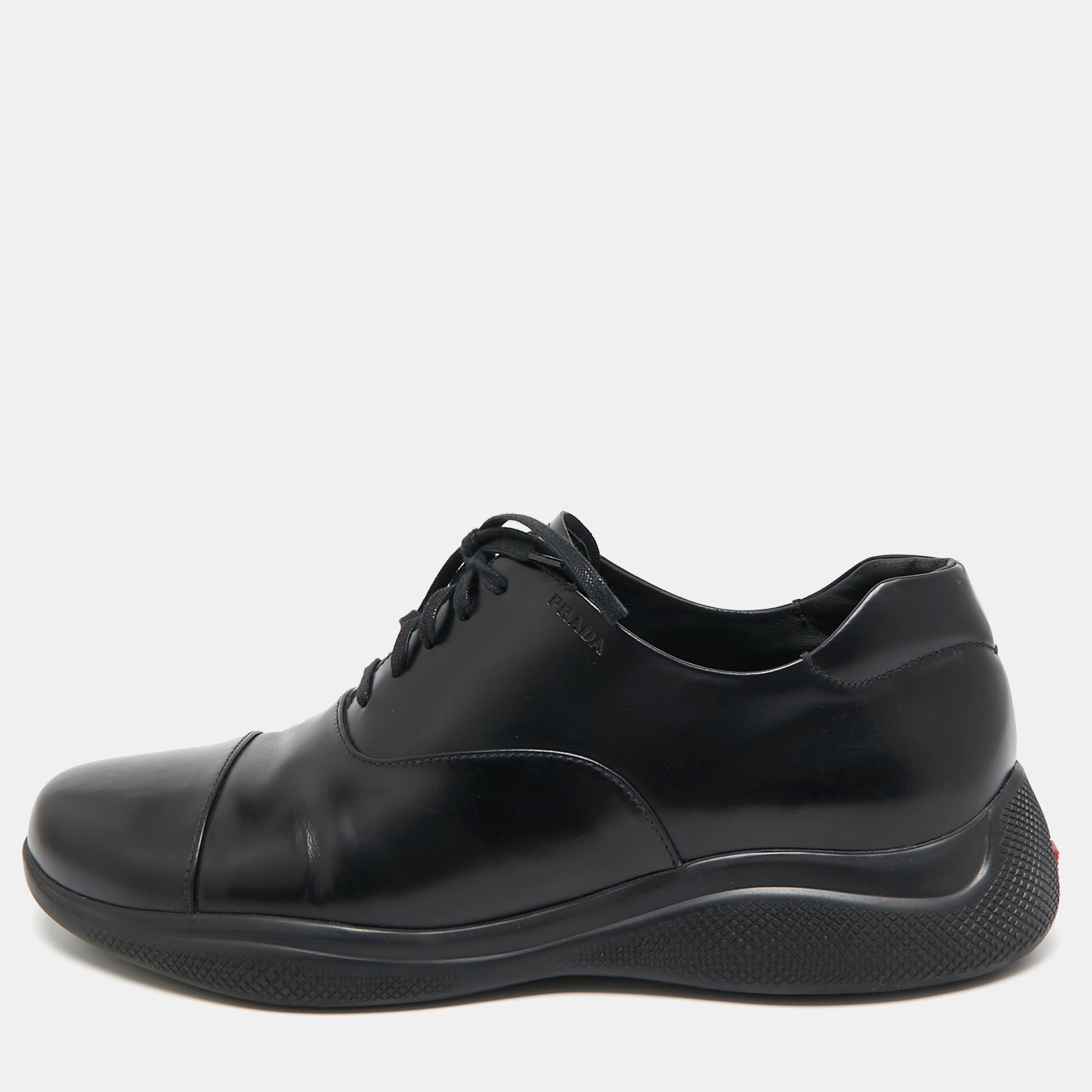 

Prada Black Leather Cap Toe Oxfords Sneakers Size 42.5