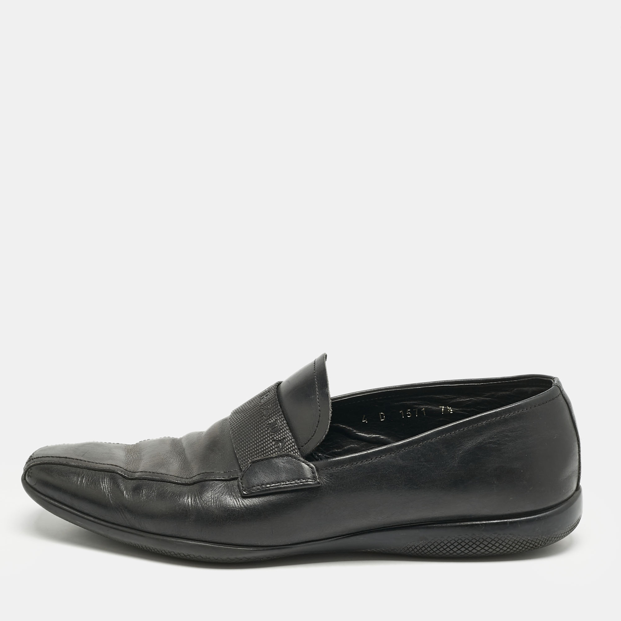 

Prada Black Leather Penny Slip On Loafers Size 41.5