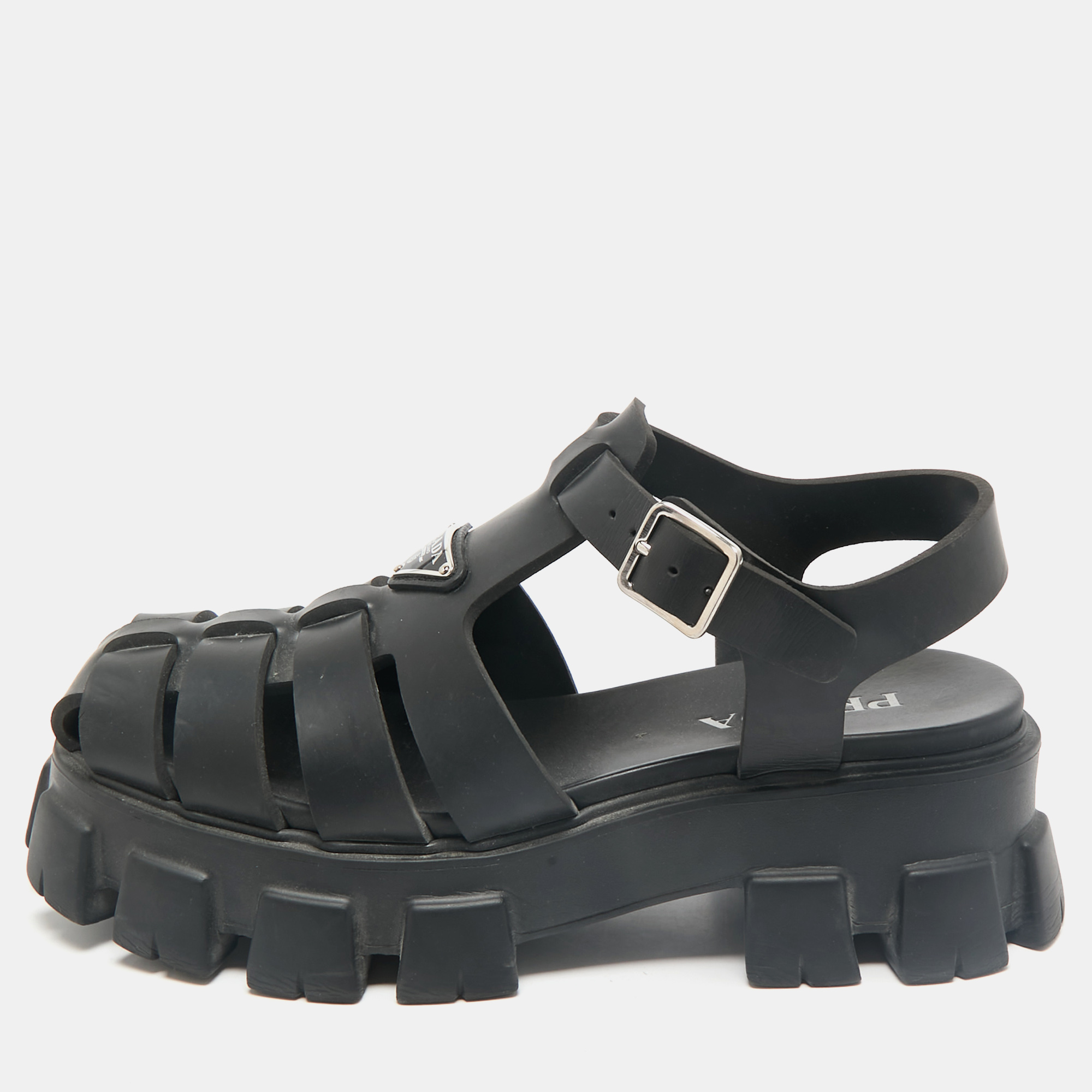 

Prada Black Rubber Monolith Sandals Size 42