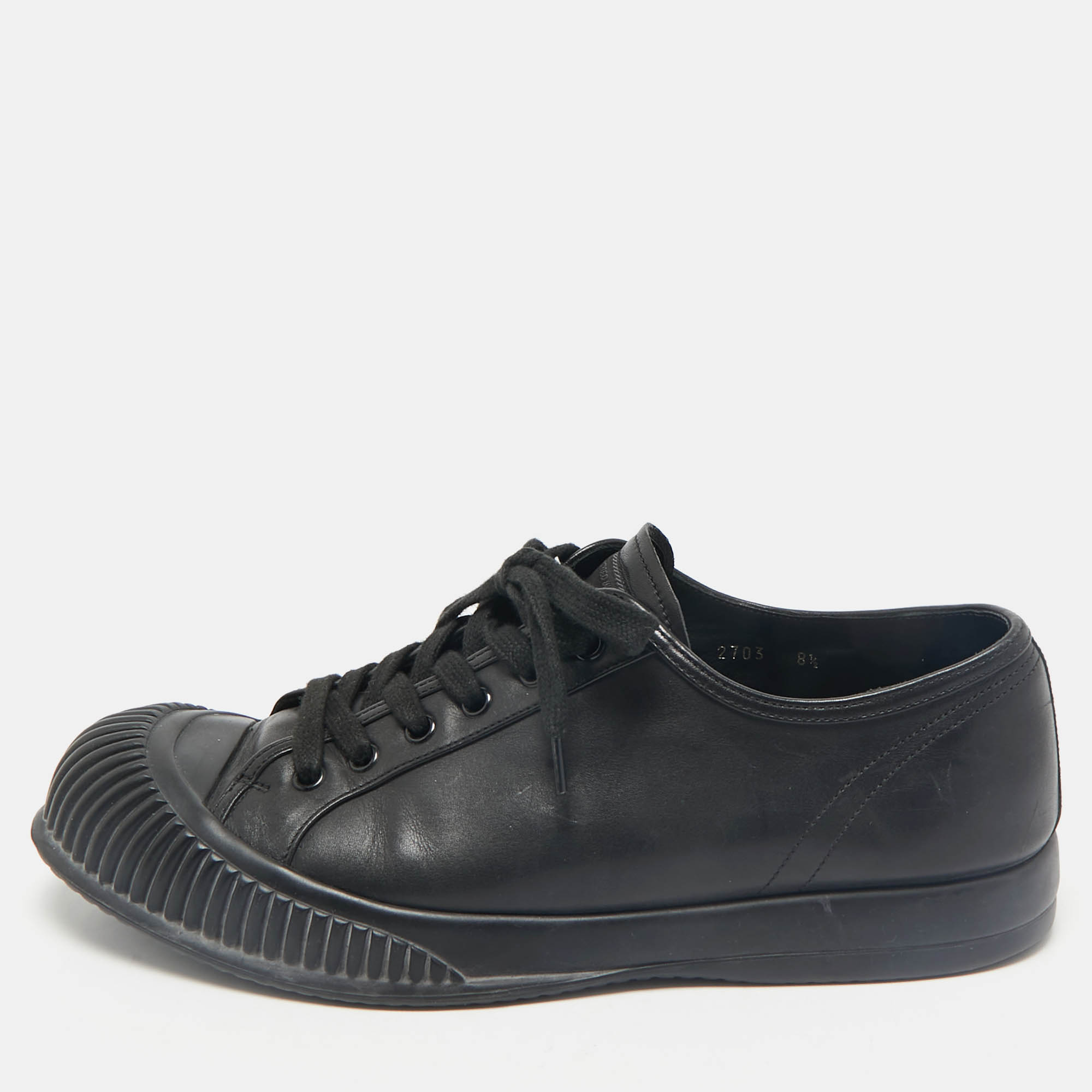 

Prada Black Leather Lace Up Sneakers Size 42.5