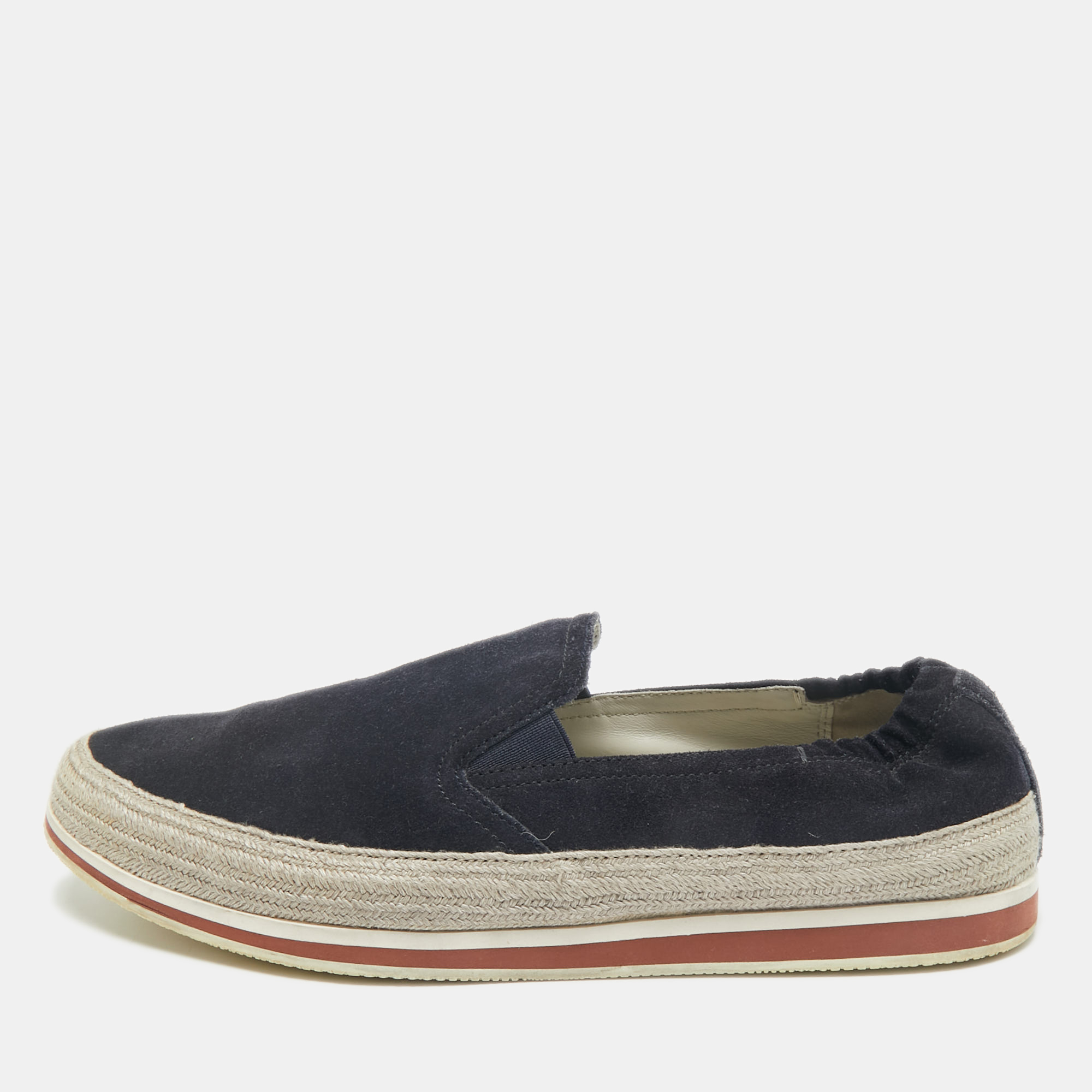 

Prada Navy Blue Suede Slip On Espadrille Size 42.5