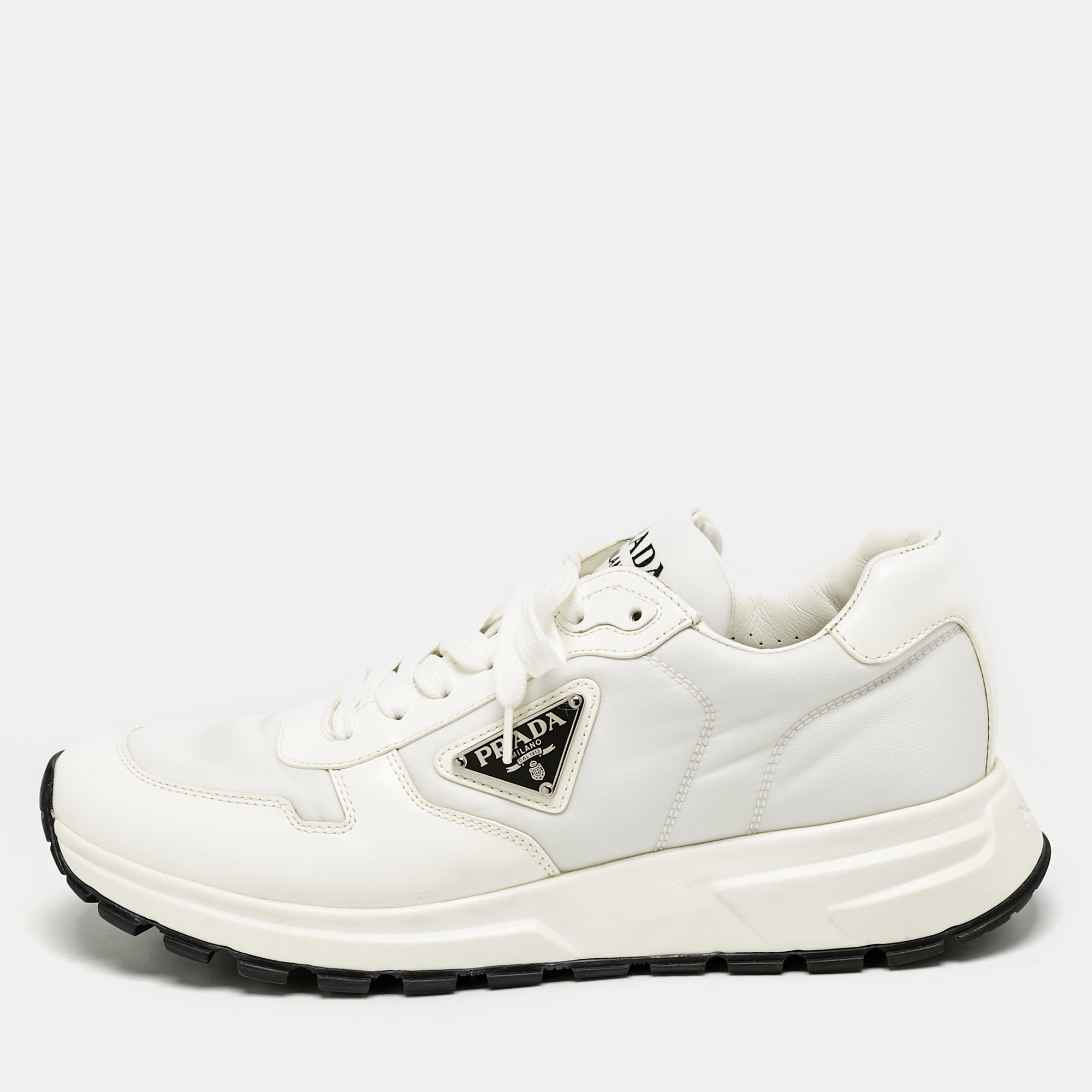 

Prada White Leather and Nylon Prax 01 Sneakers Size 41