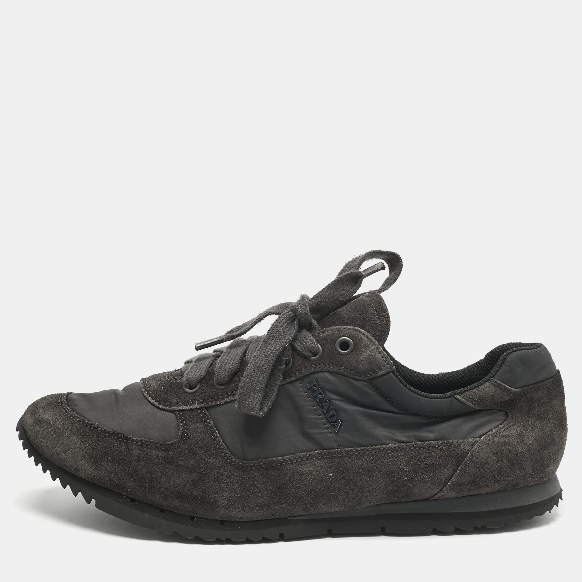 

Prada Grey Nylon and Suede Match Racer Lace Up Sneakers Size 43