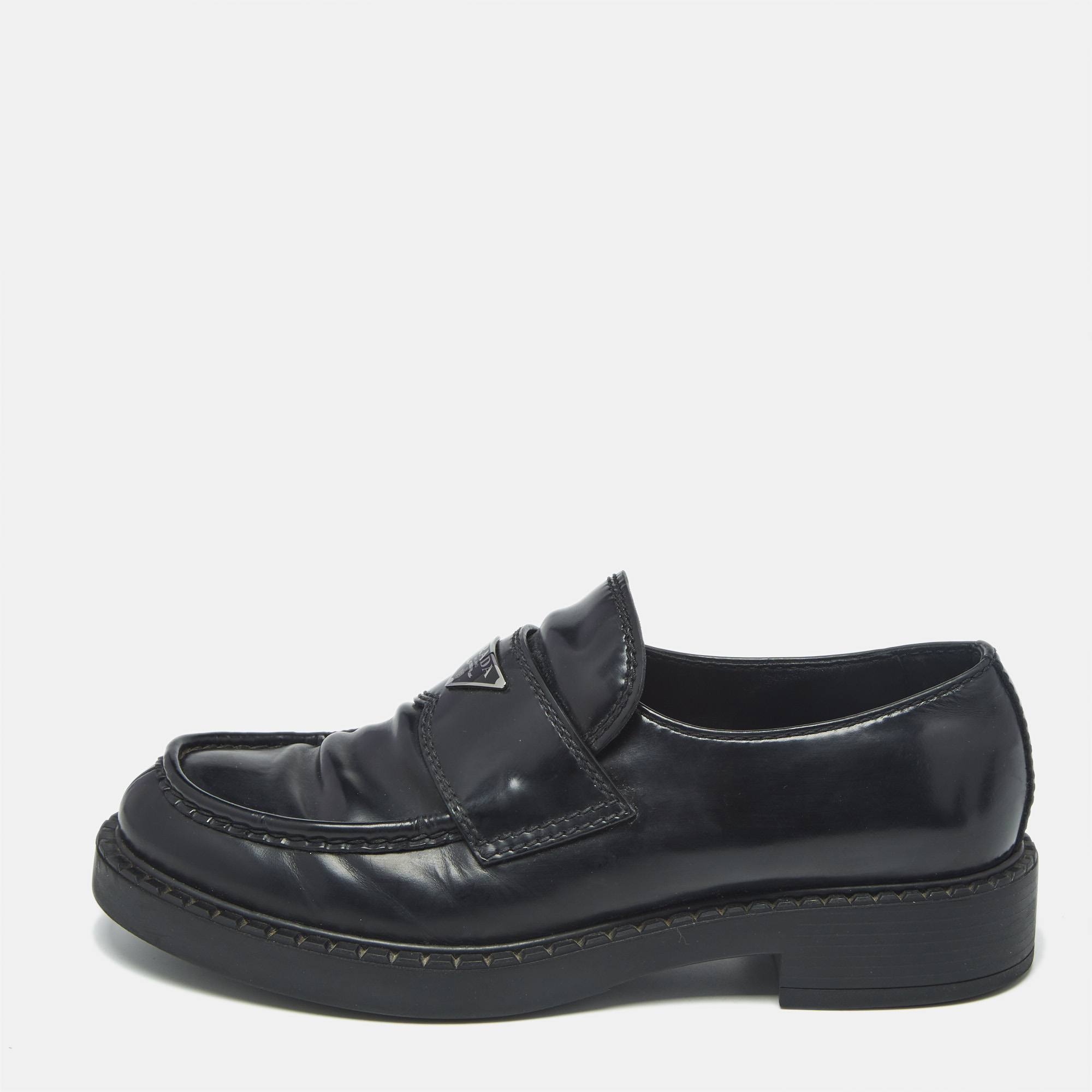 

Prada Black Leather Monolith Platform Loafers Size 42