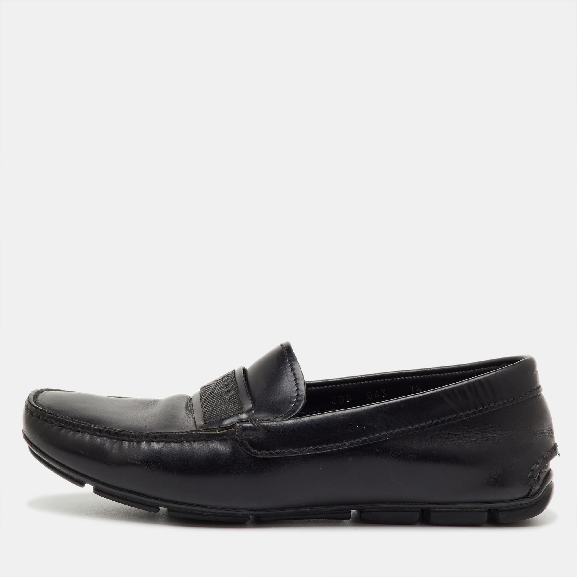 

Prada Black Leather Slip On Loafers Size 41.5