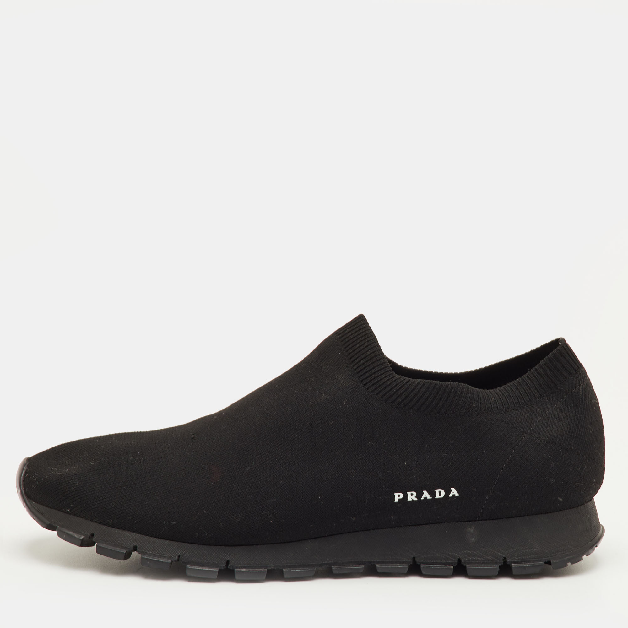 

Prada Size 42.5 Black Knit Fabric Slip On Sneakers