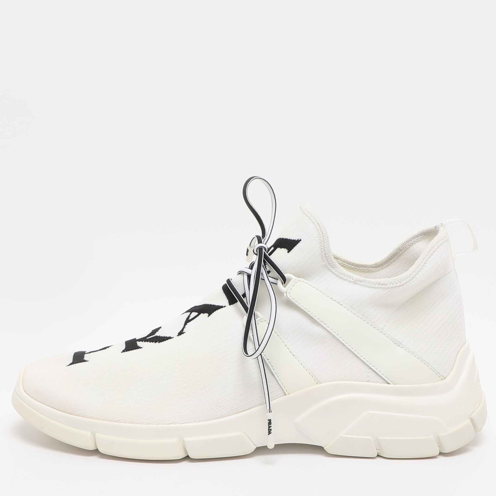 

Prada Size 42 White Knit Fabric Low Top Sneakers