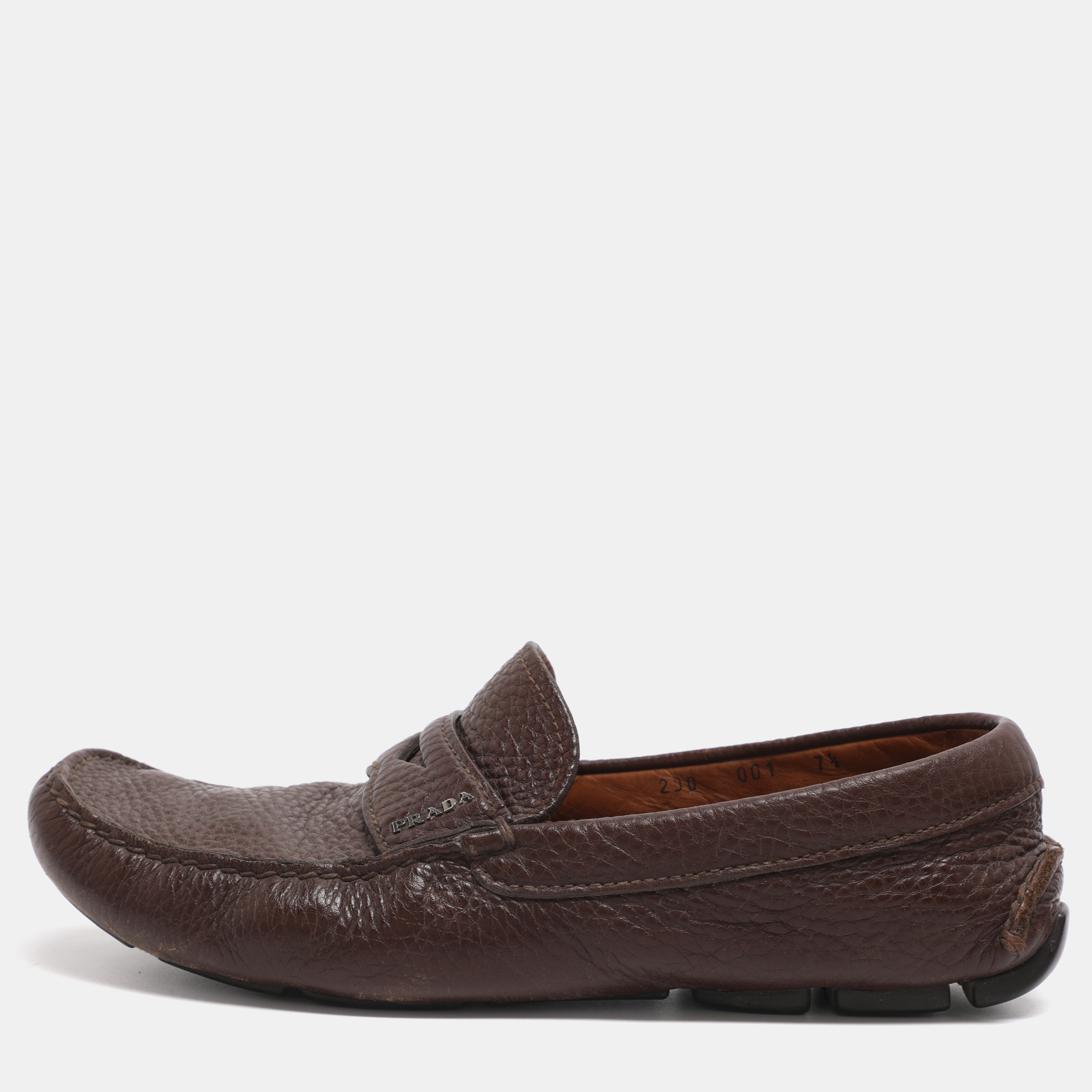 

Prada Size 41.5 Brown Leather Penny Loafers