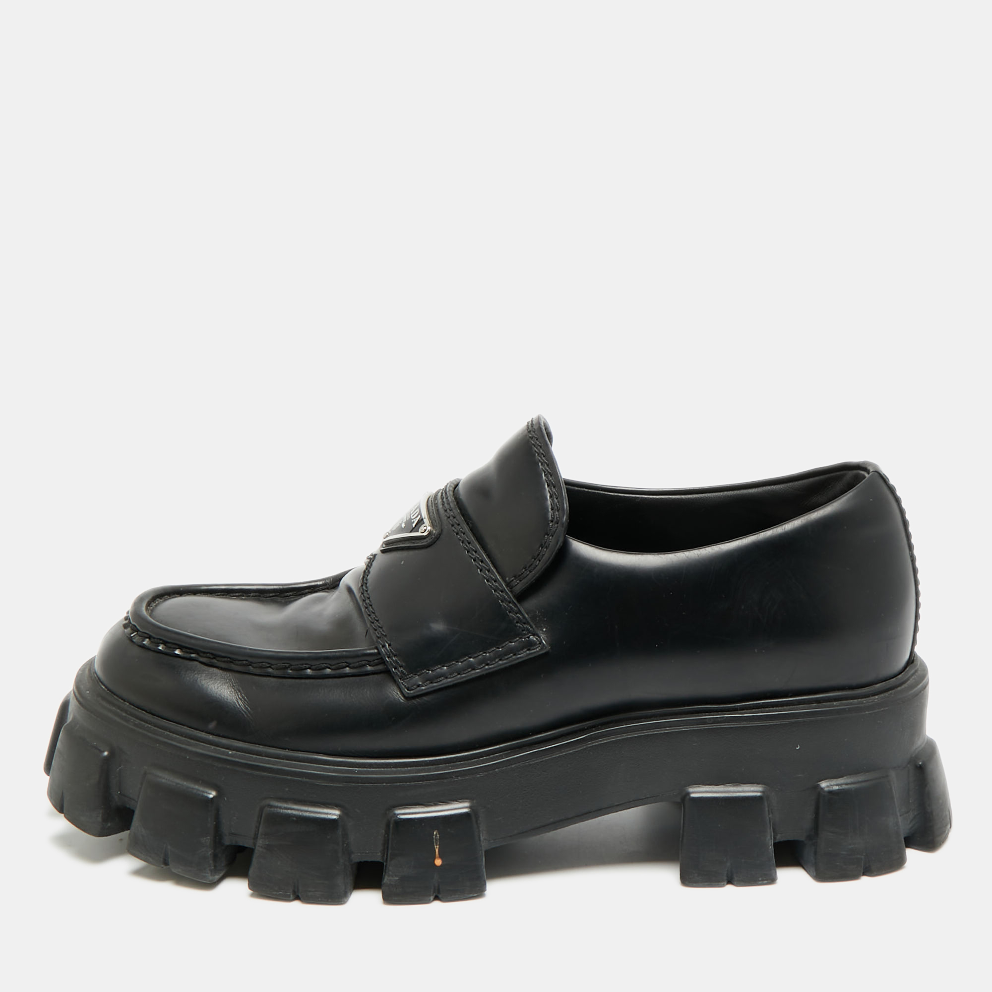 

Prada Monolith Chunky Size 42 Black Leather Loafers