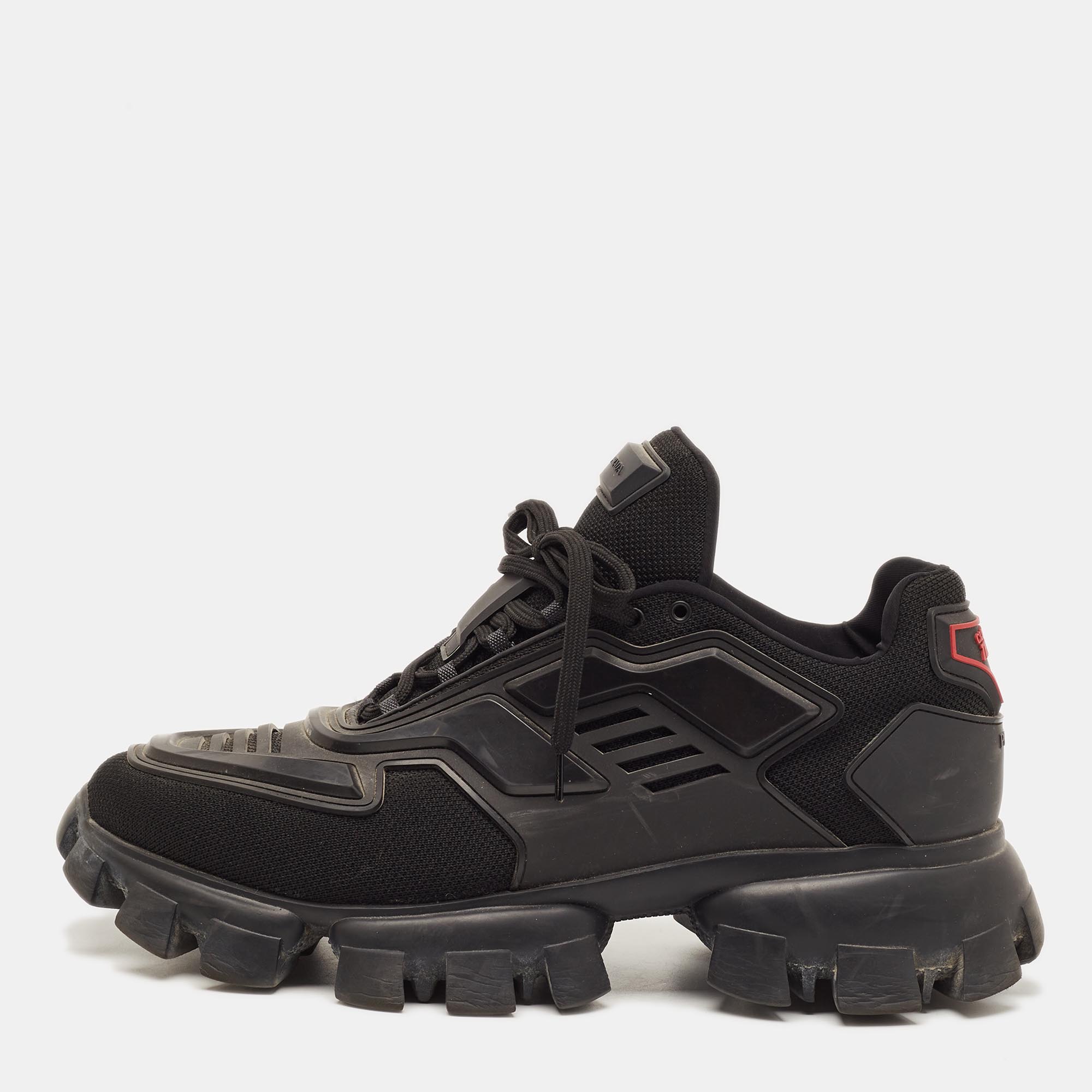 

Prada Cloudbust Thunder Size 45.5 Black Knit Fabric and Rubber Chunky Lace Up Sneakers