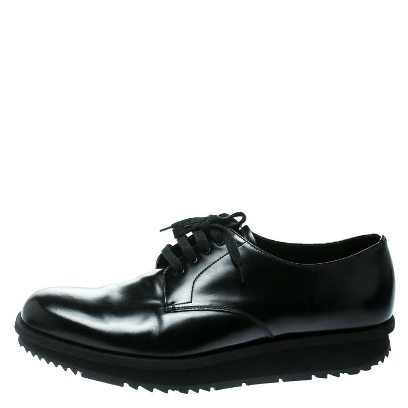 

Prada Black Leather Derby Sneakers Size