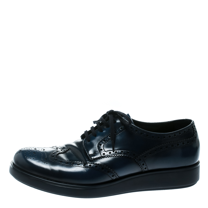 

Prada Blue Leather Brogue Derby Sneakers Size