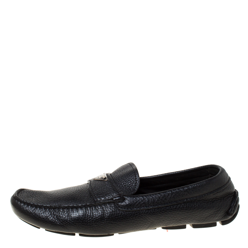 

Prada Black Leather Slip On Loafers Size